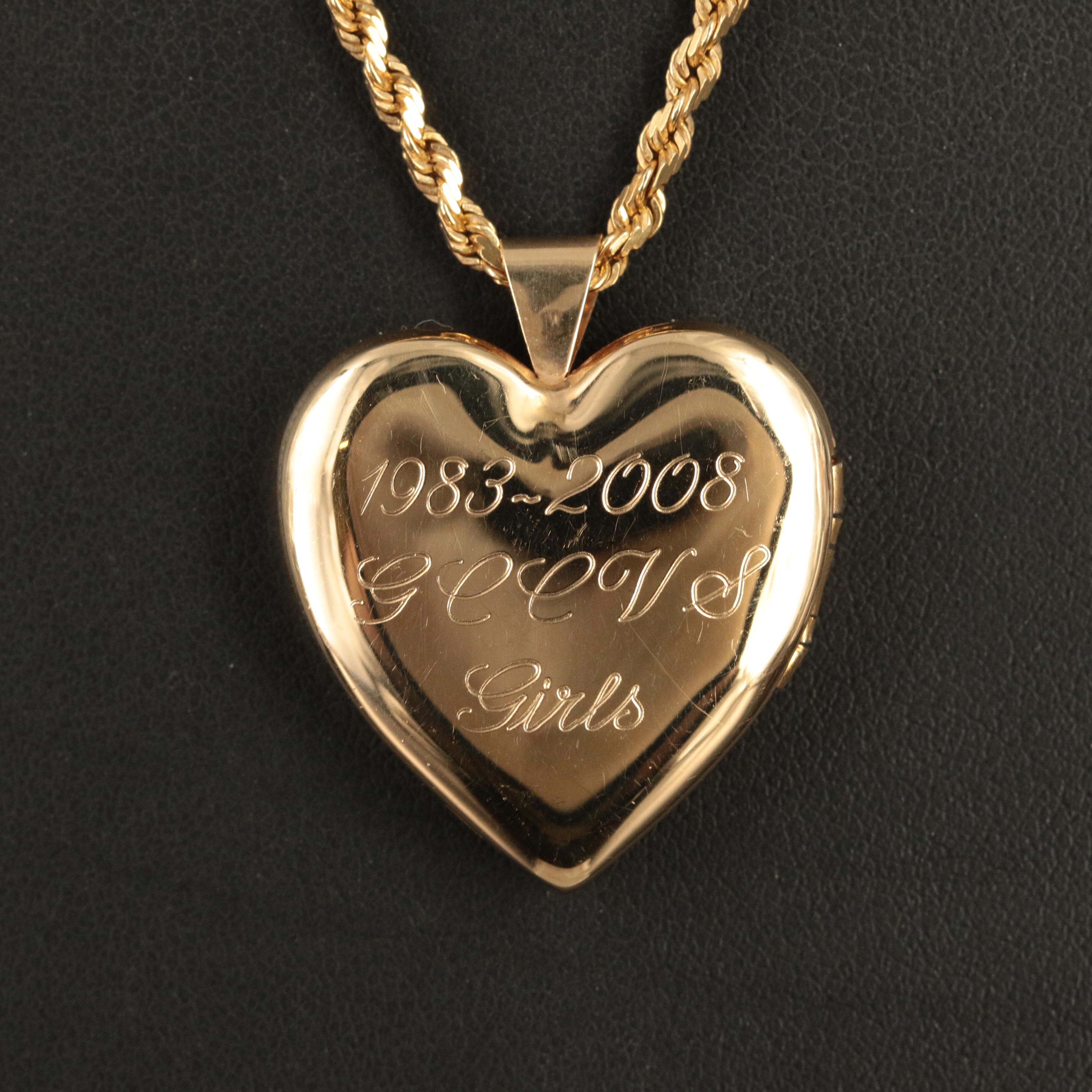 14K Four Photograph Heart Locket Necklace