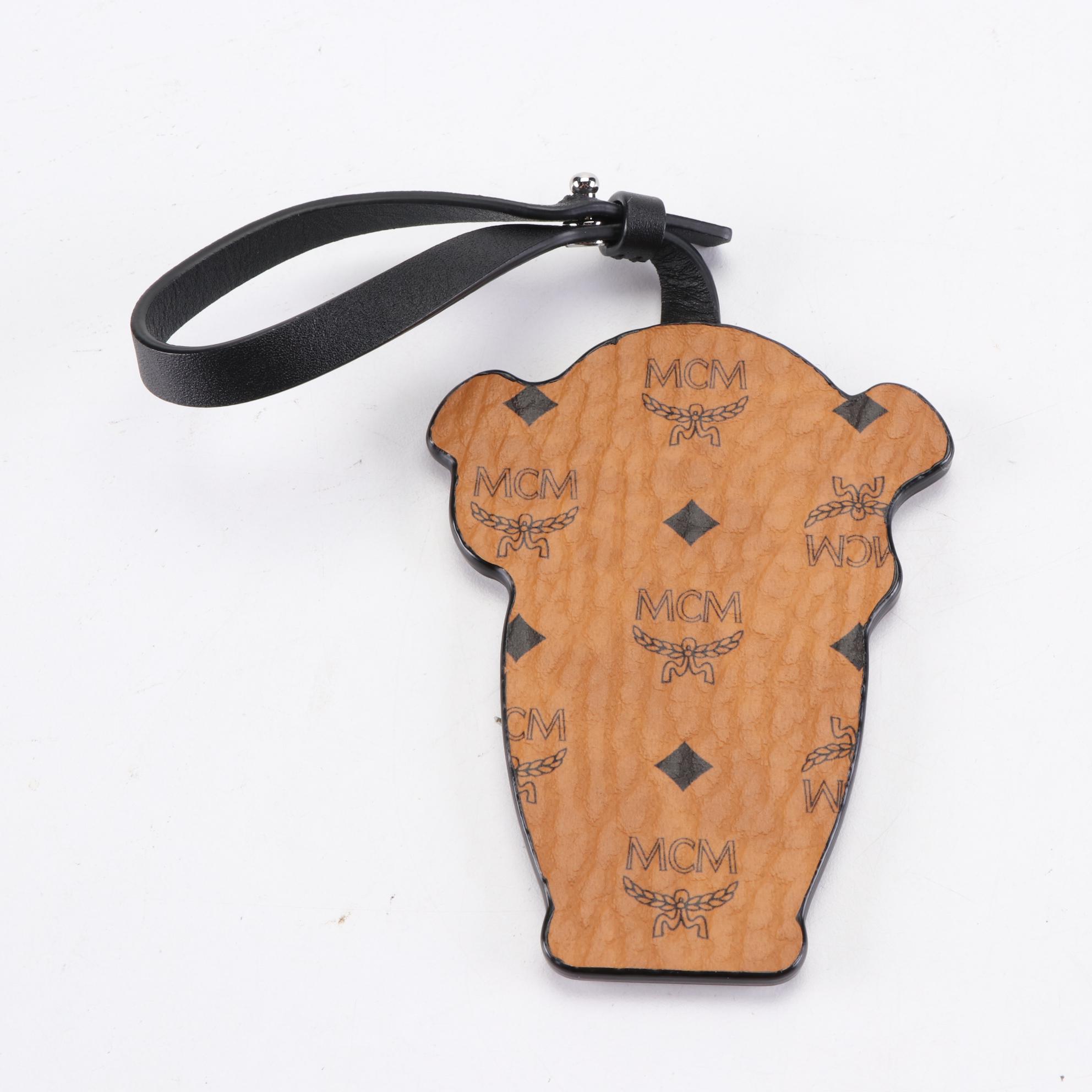 MCM Bag Charm in Leather and Cognac Visetos with Box