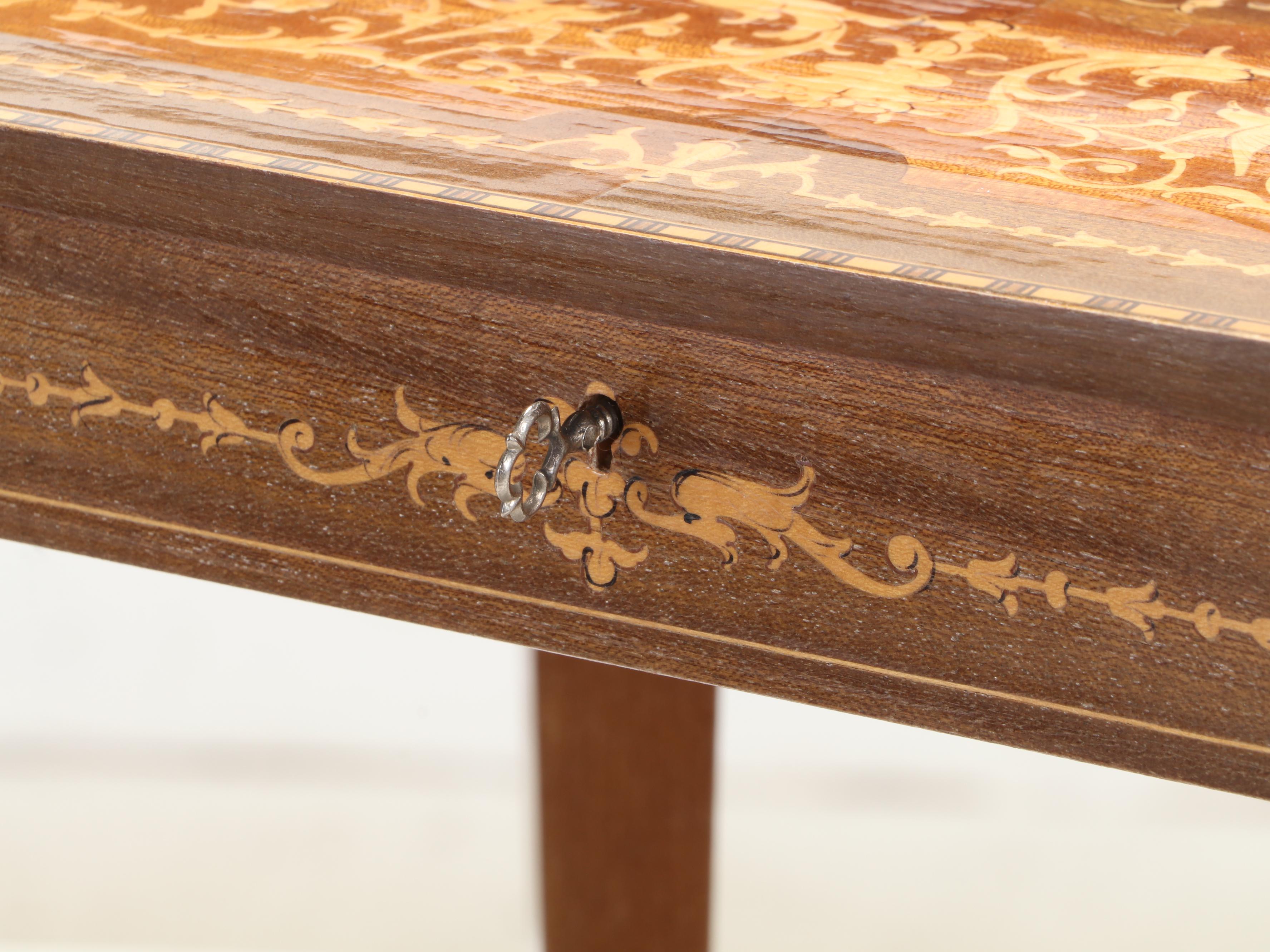 Italian Inlaid Marquetry Music Box Side Table