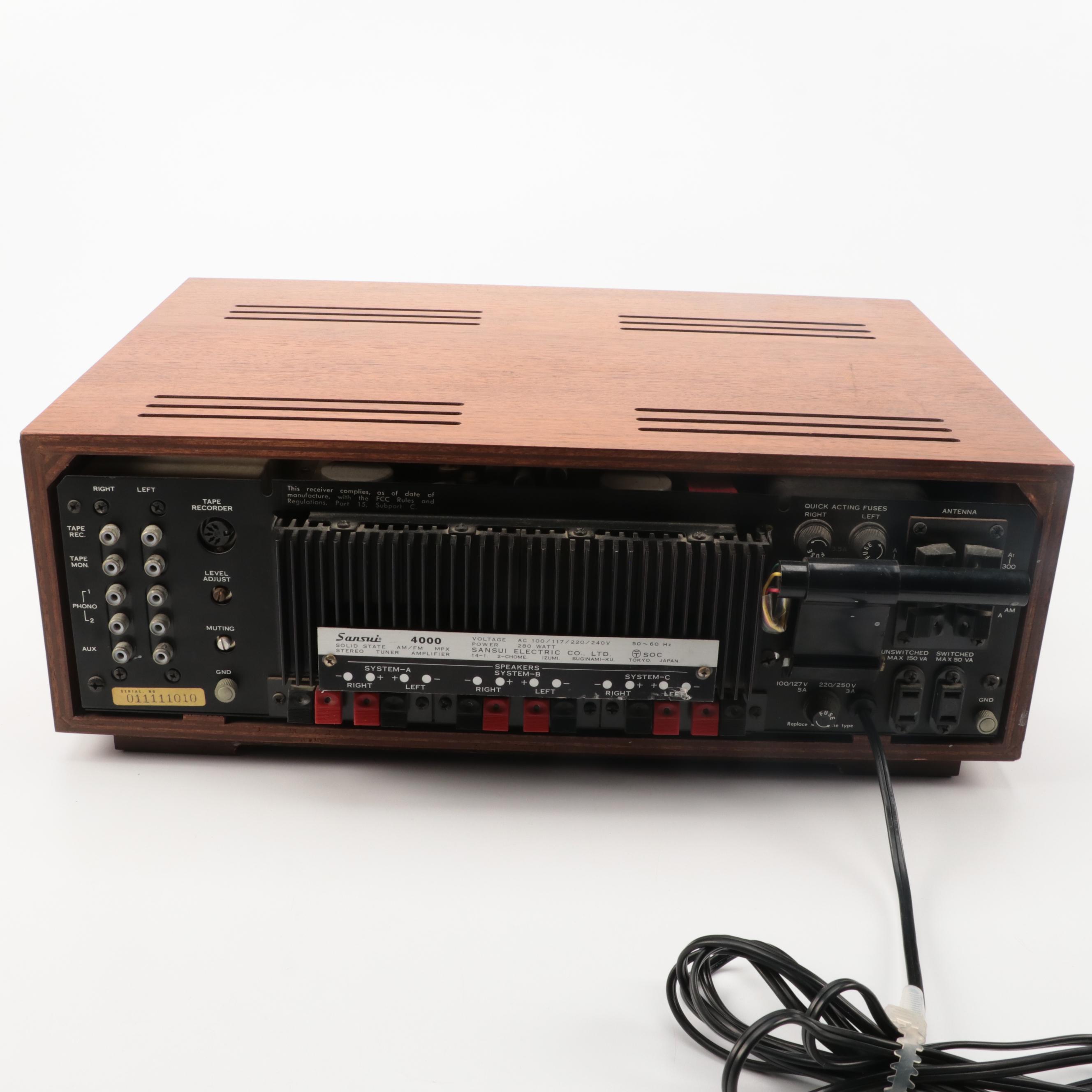 Sansui 4000 Walnut Cased Solid State Stereo Tuner Amplifier, 1969–1972