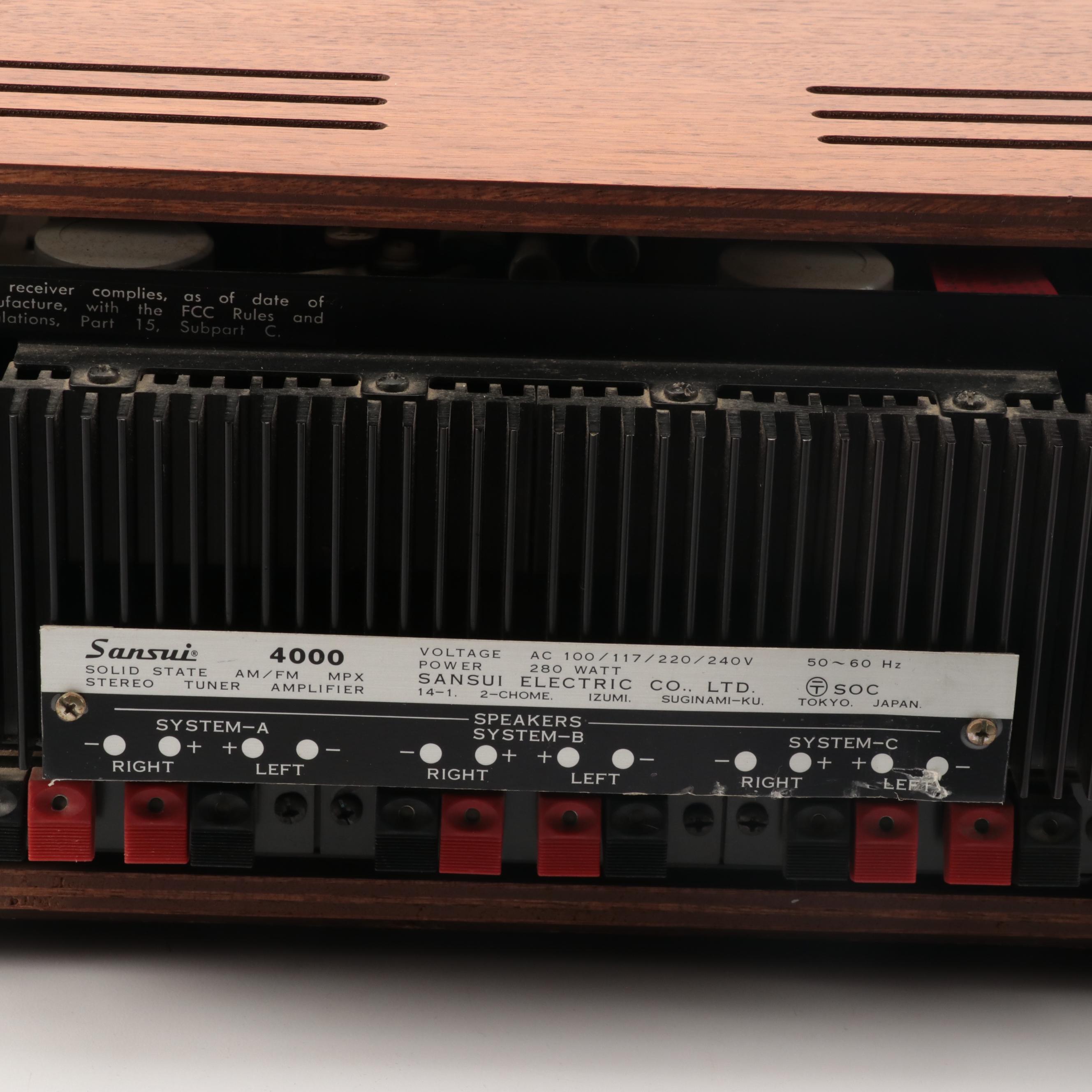 Sansui 4000 Walnut Cased Solid State Stereo Tuner Amplifier, 1969–1972