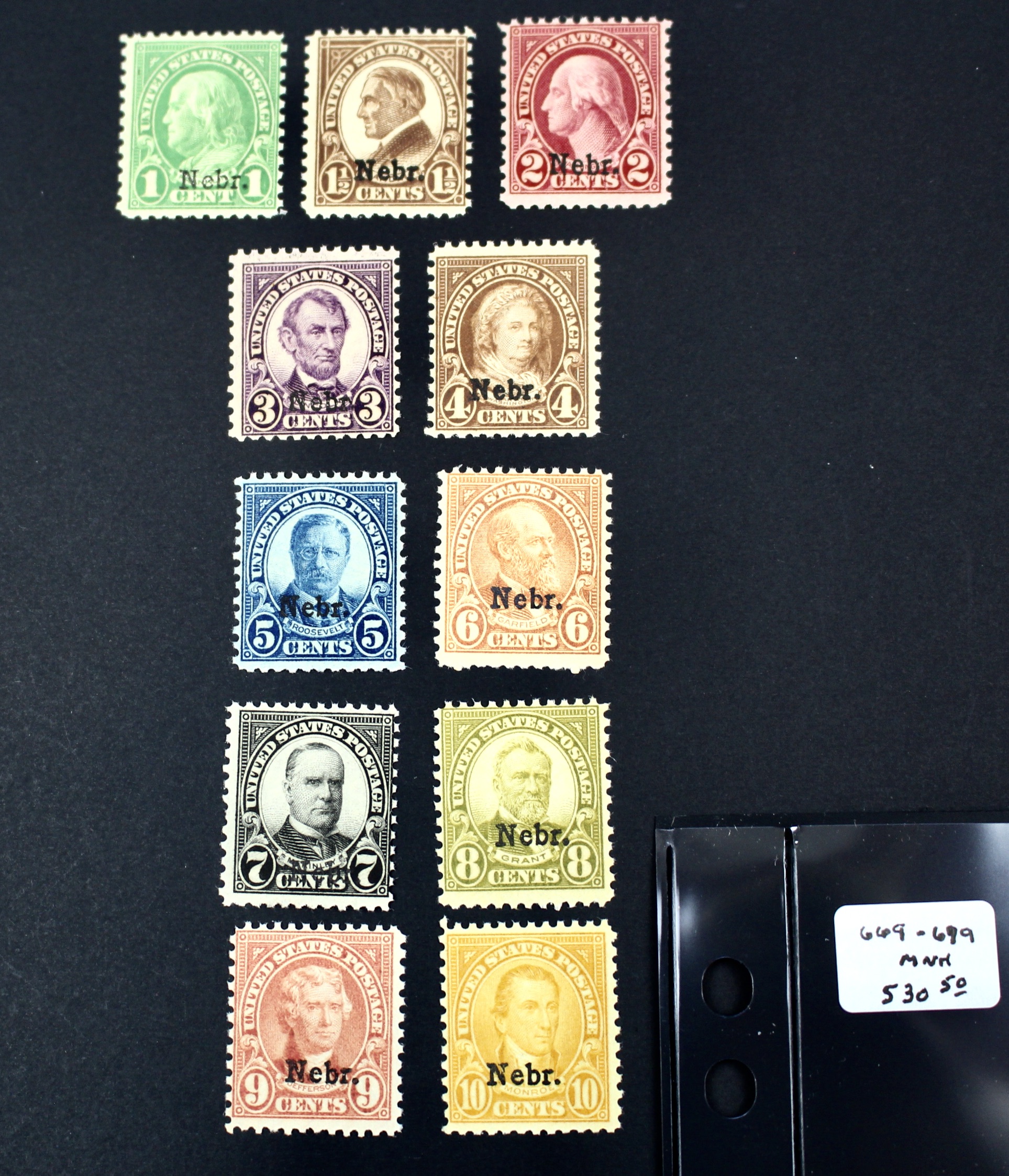1929 Nebraska Overprint MNH Postage Stamps