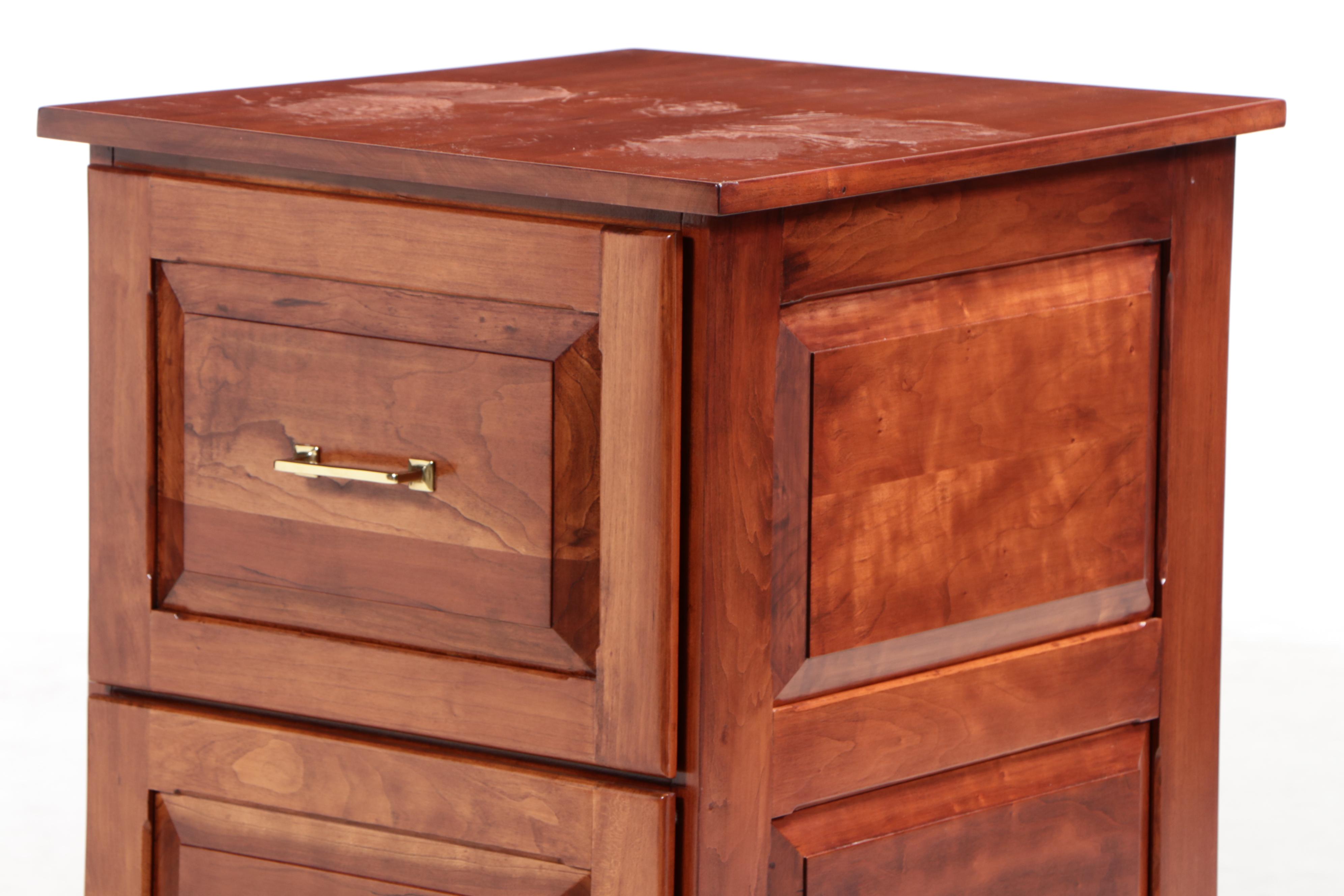 Contemporary Paneled Cherry Three-Drawer Filing Cabinet