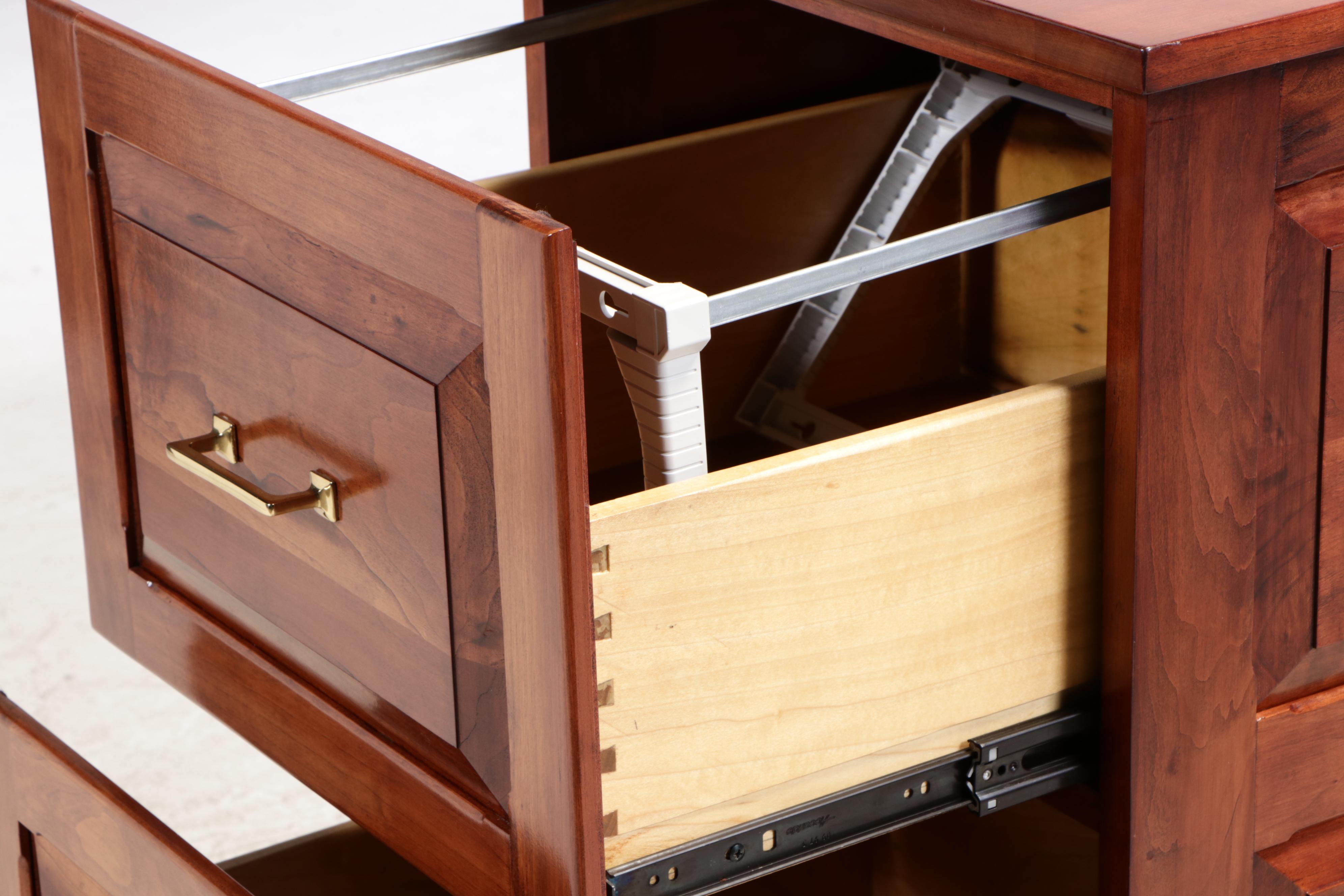 Contemporary Paneled Cherry Three-Drawer Filing Cabinet