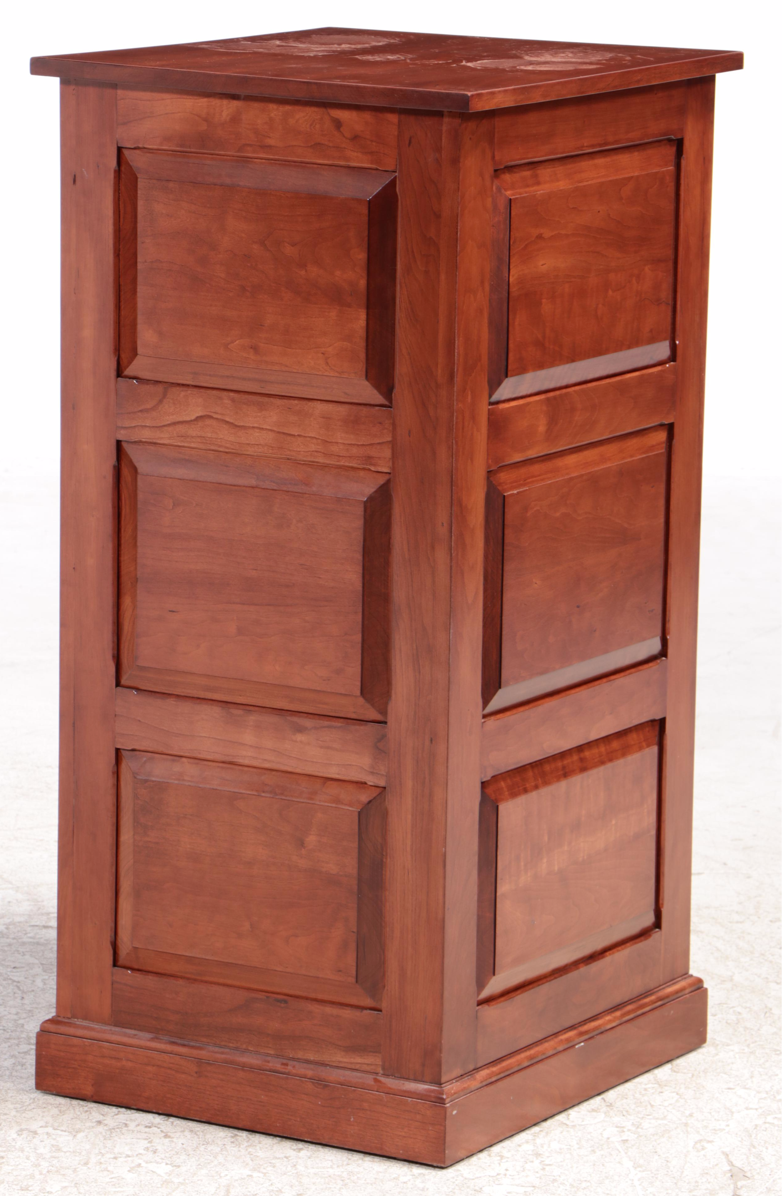 Contemporary Paneled Cherry Three-Drawer Filing Cabinet