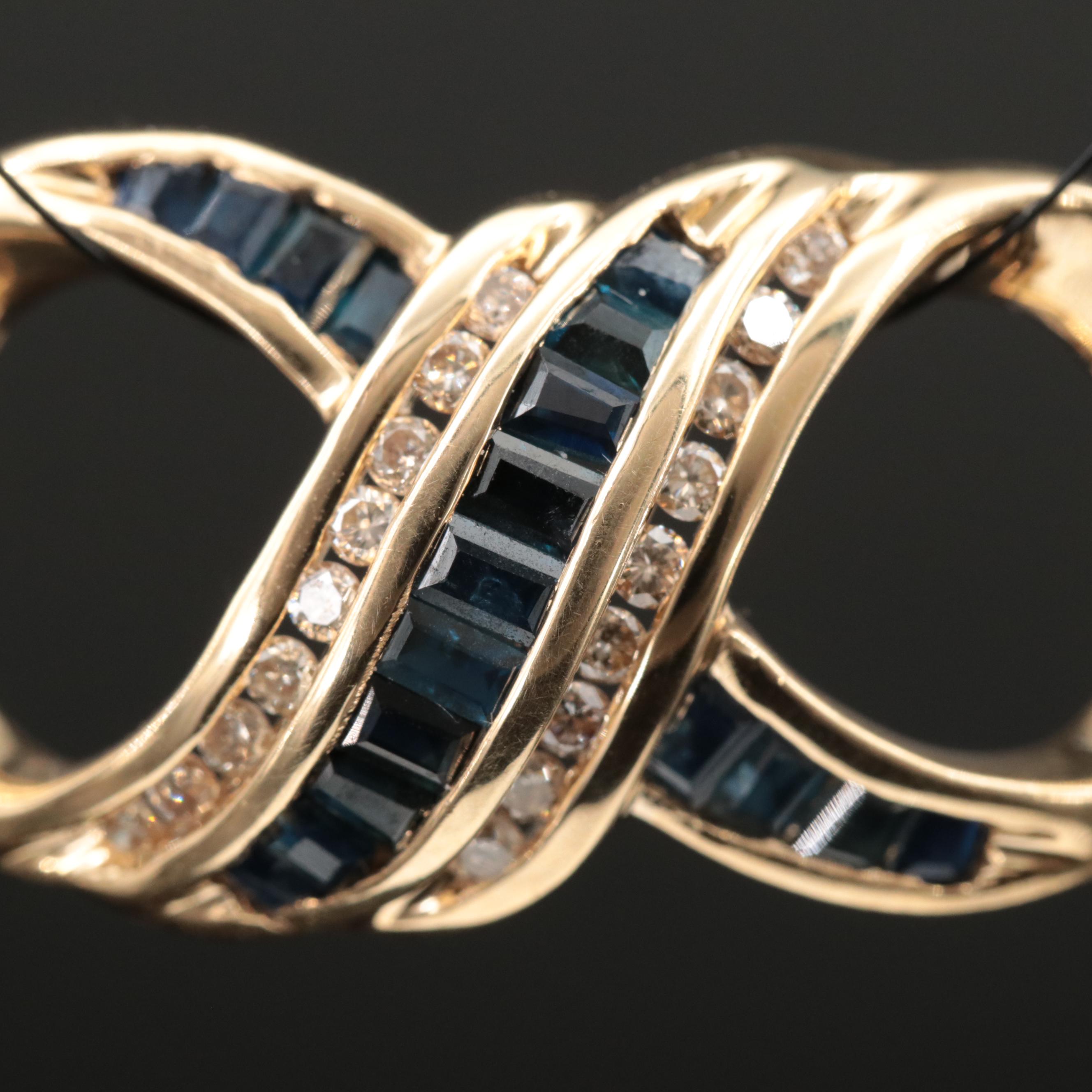 14K Diamond and Sapphire Infinity Slide Pendant