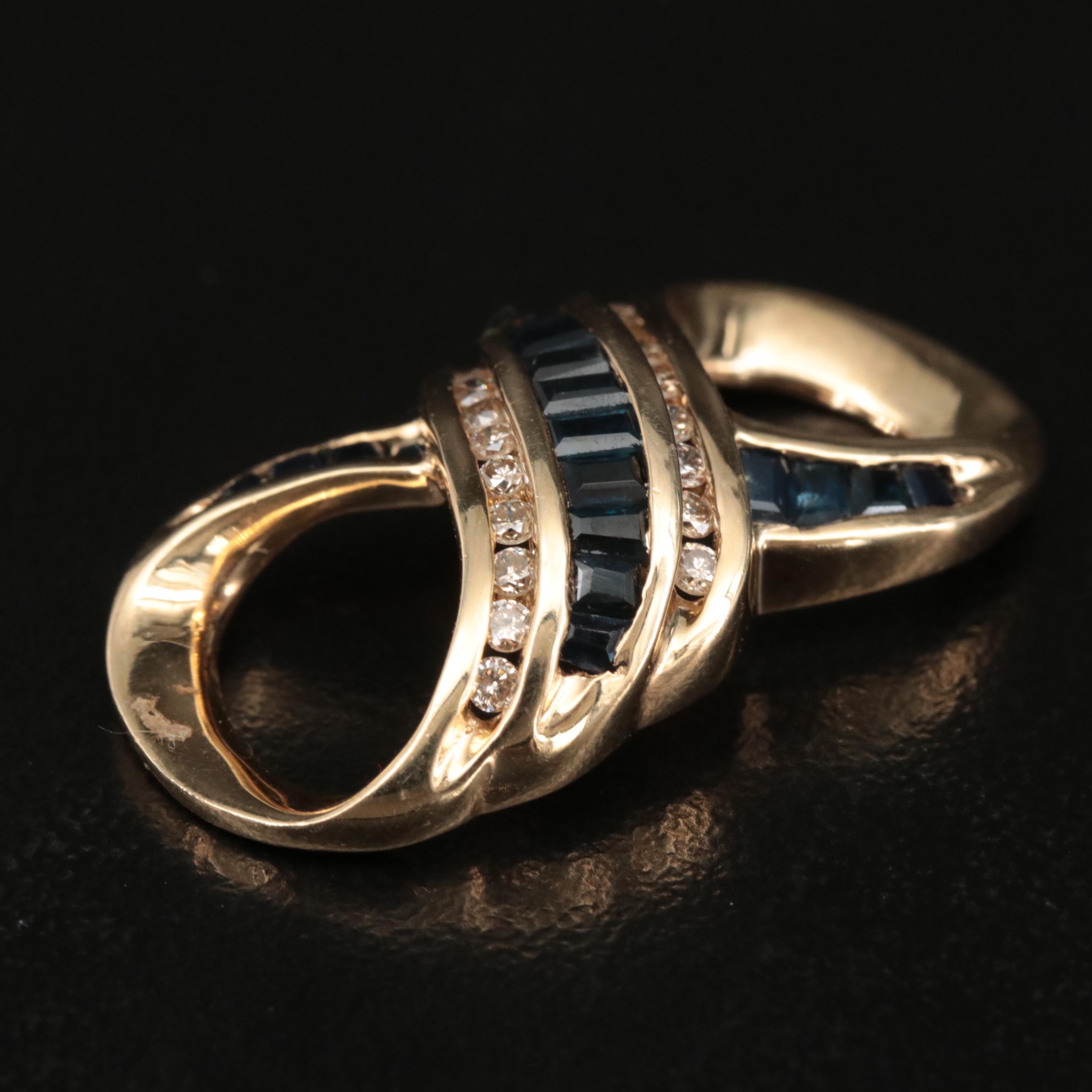 14K Diamond and Sapphire Infinity Slide Pendant