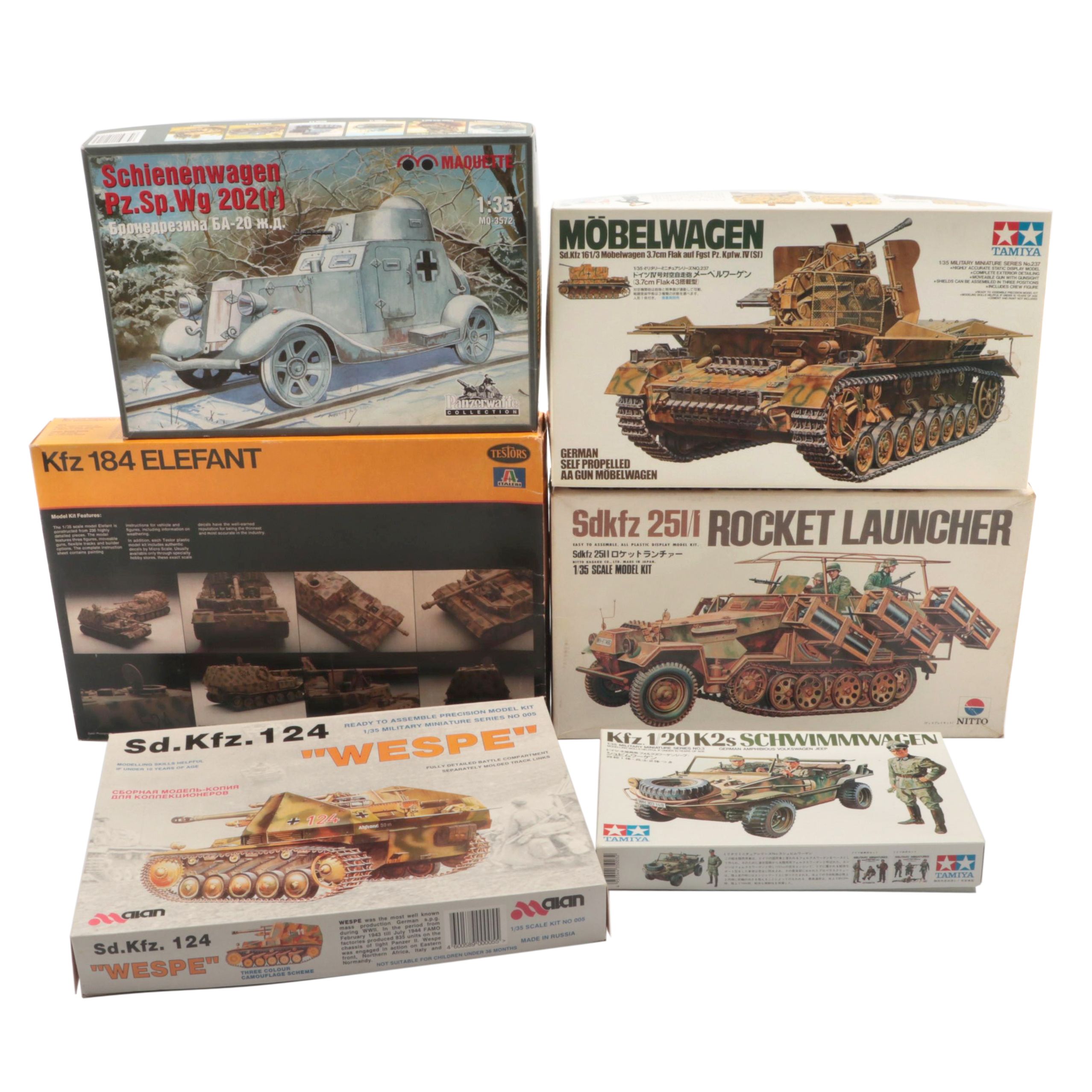 Mobelwagen, Wespe, Schienenwagen, and More Model Tank Kits