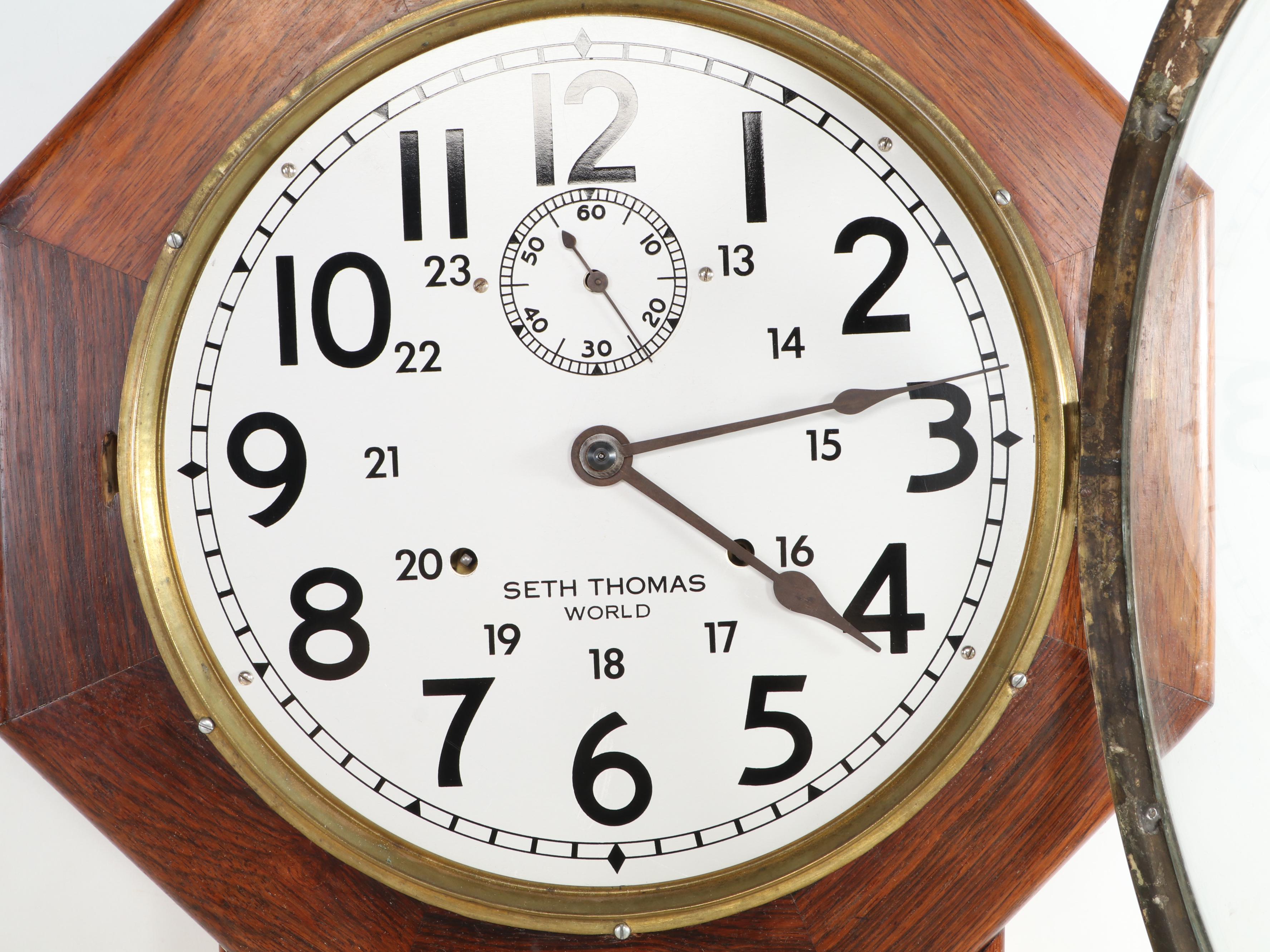 Seth Thomas "World" Railroad Station Wall Clock