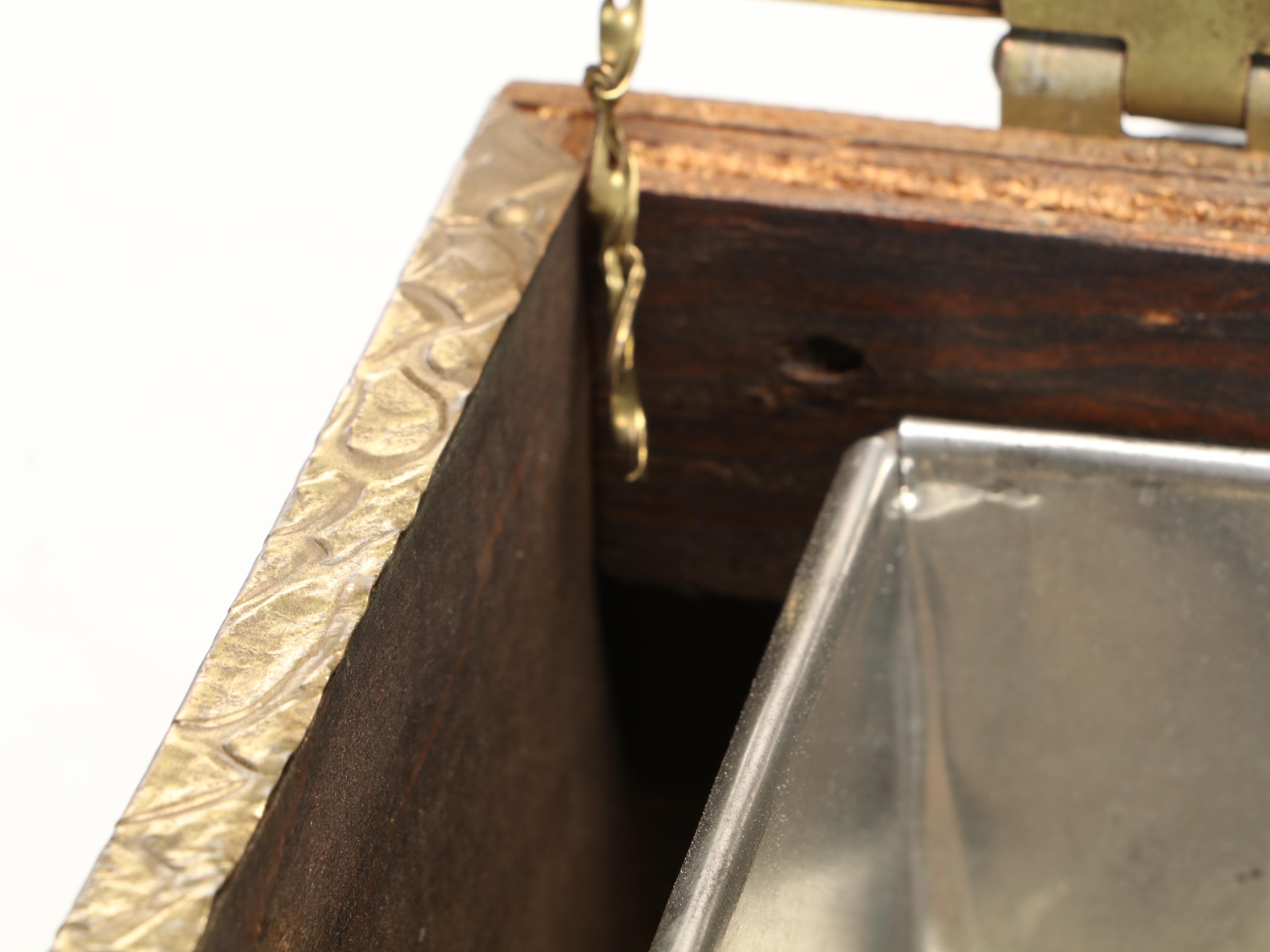 Ship Motif Brass-Clad Kindling Box