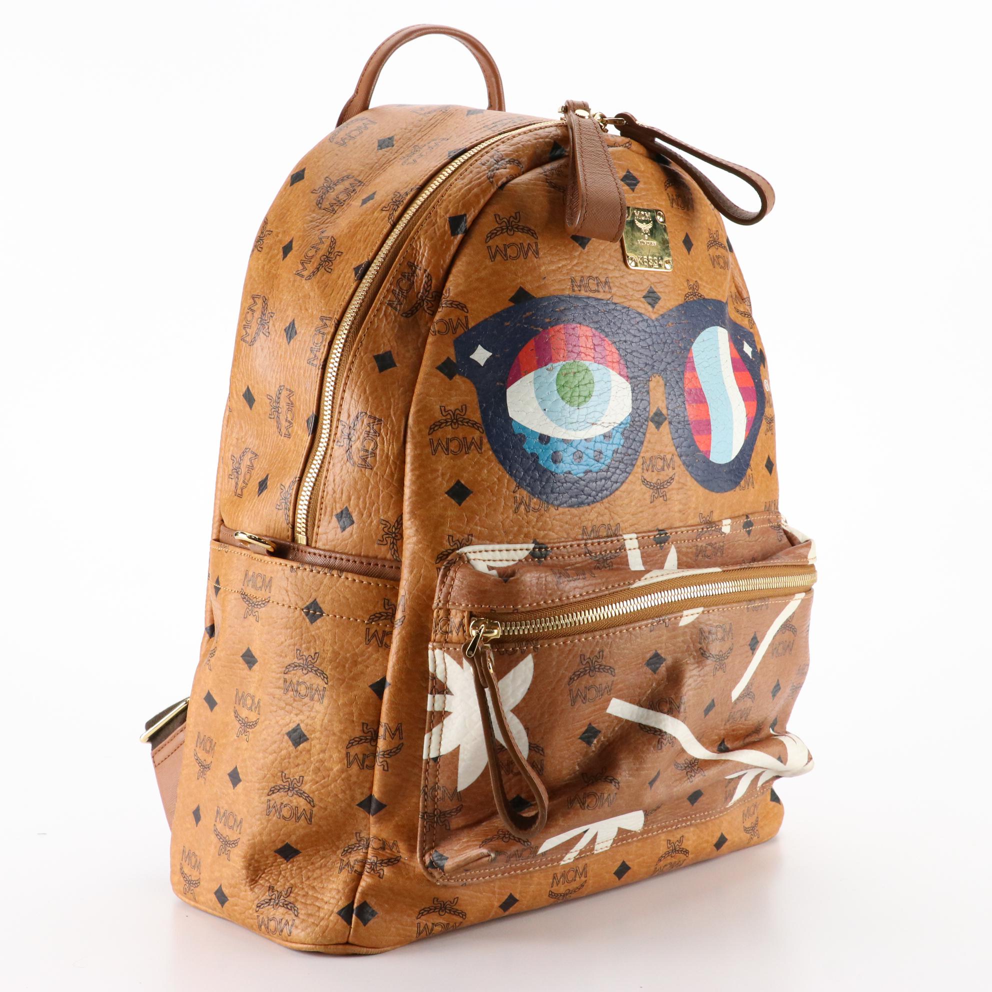 MCM Craig & Karl Limited Edition Stark Backpack in Cognac Visetos Canvas