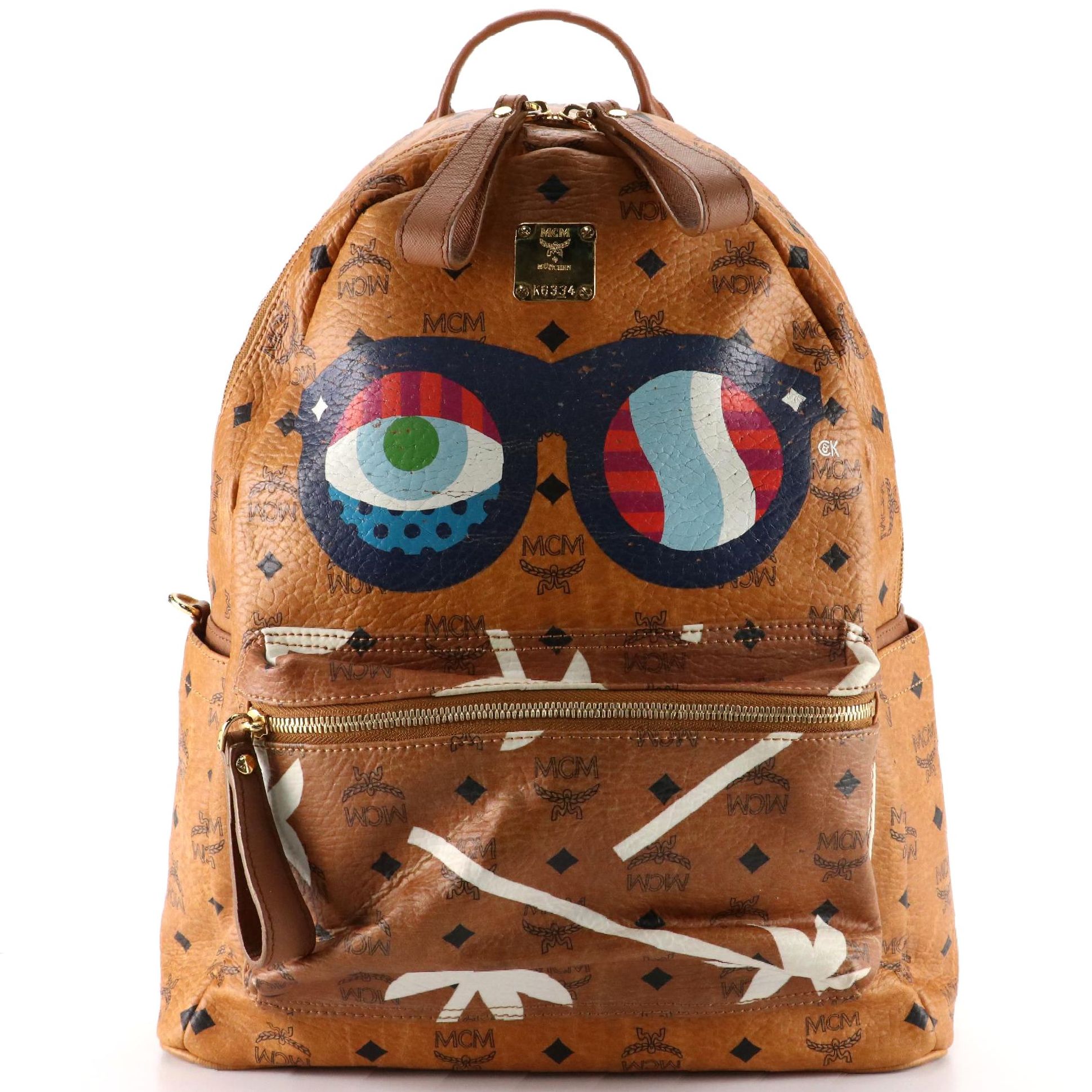MCM Craig & Karl Limited Edition Stark Backpack in Cognac Visetos Canvas