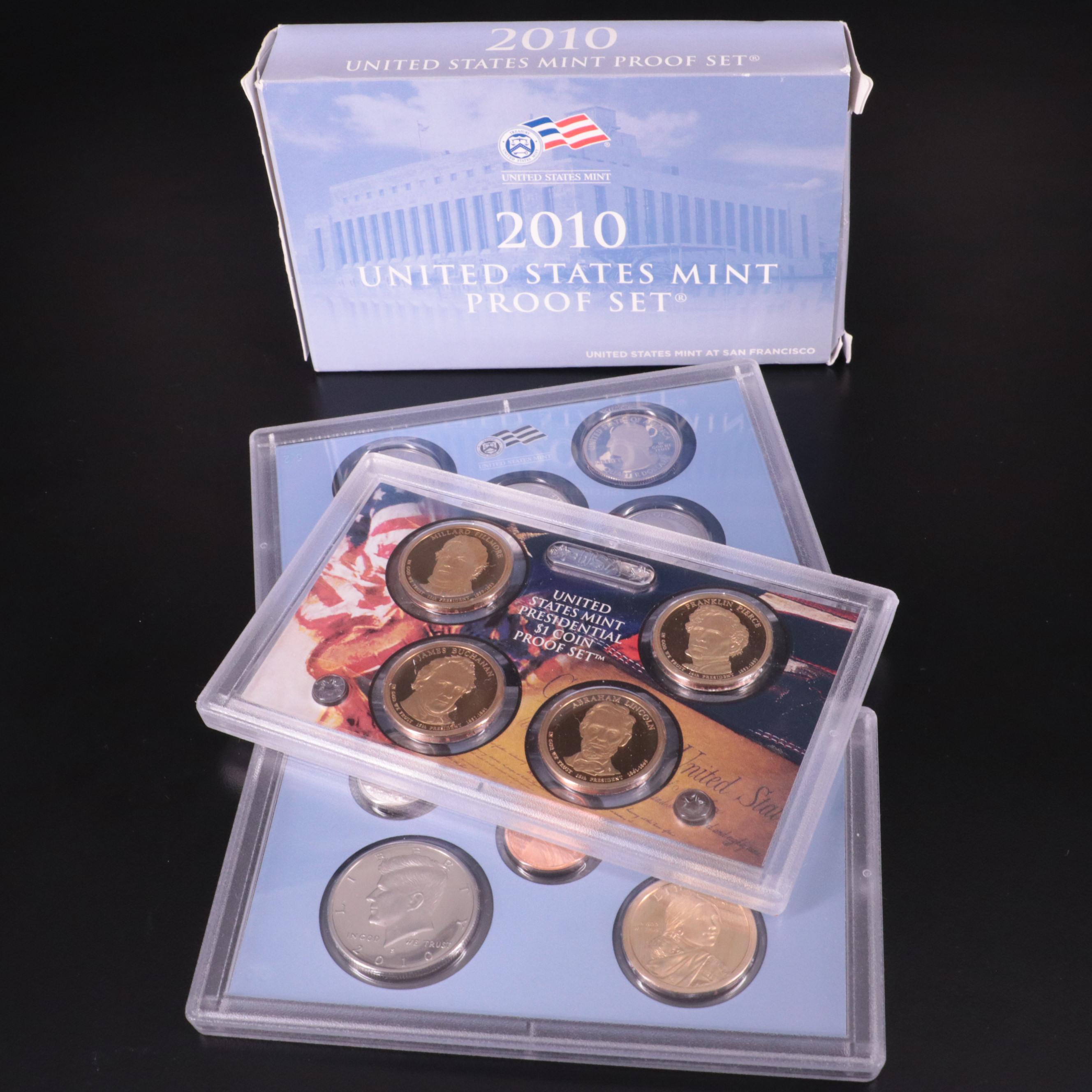 Four United States Mint Proof Sets 2010, 2012, 2013, and 2014