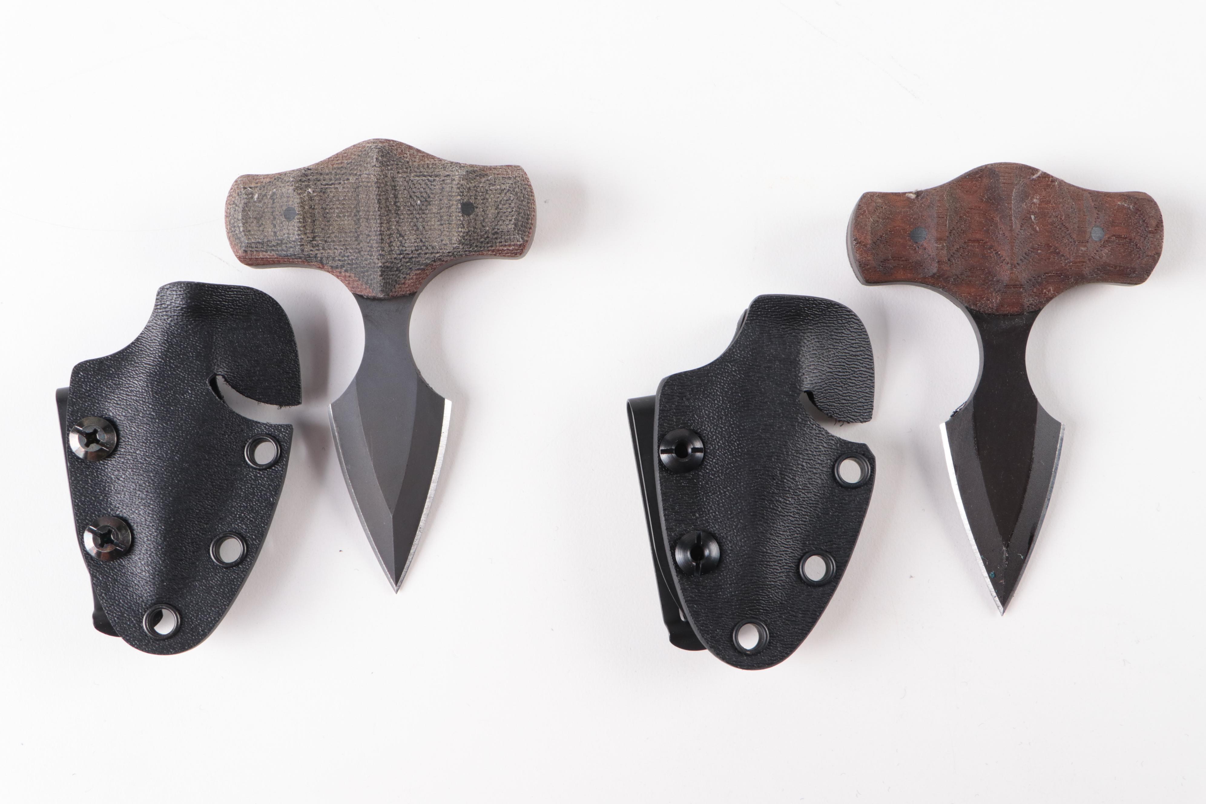 RMJ Raider Dagger with Winkler Push Daggers and Shun Knife Cases
