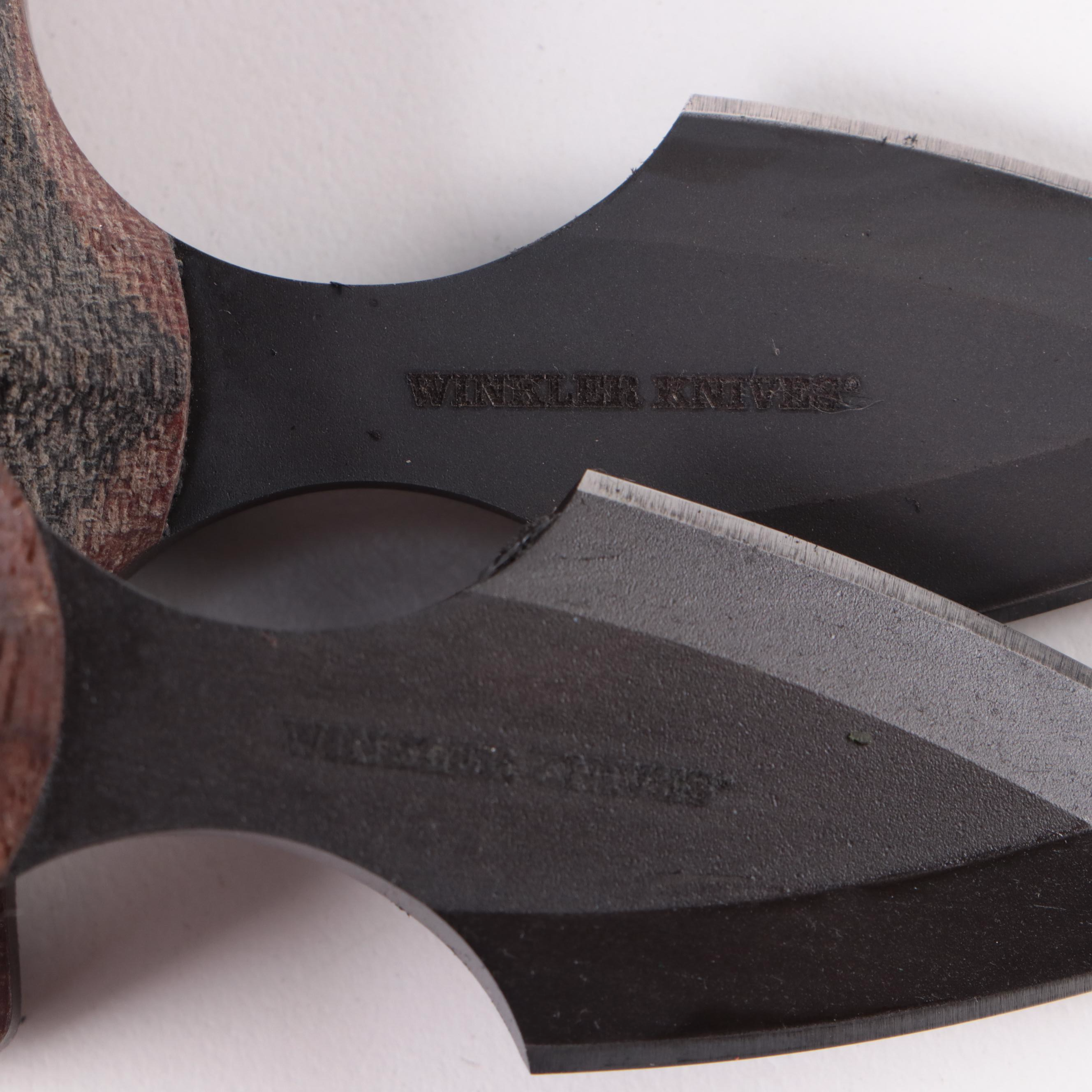 RMJ Raider Dagger with Winkler Push Daggers and Shun Knife Cases