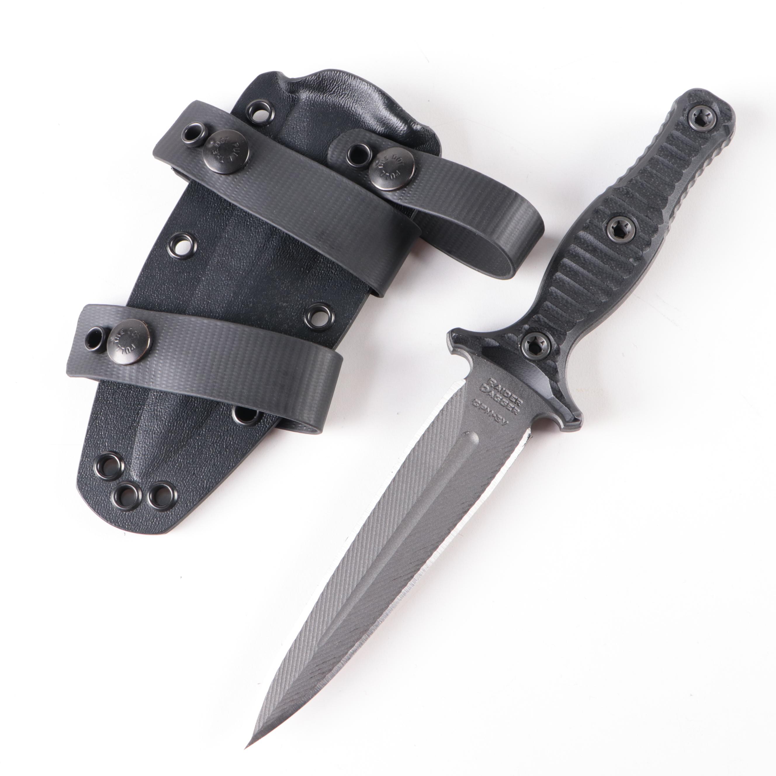 RMJ Raider Dagger with Winkler Push Daggers and Shun Knife Cases