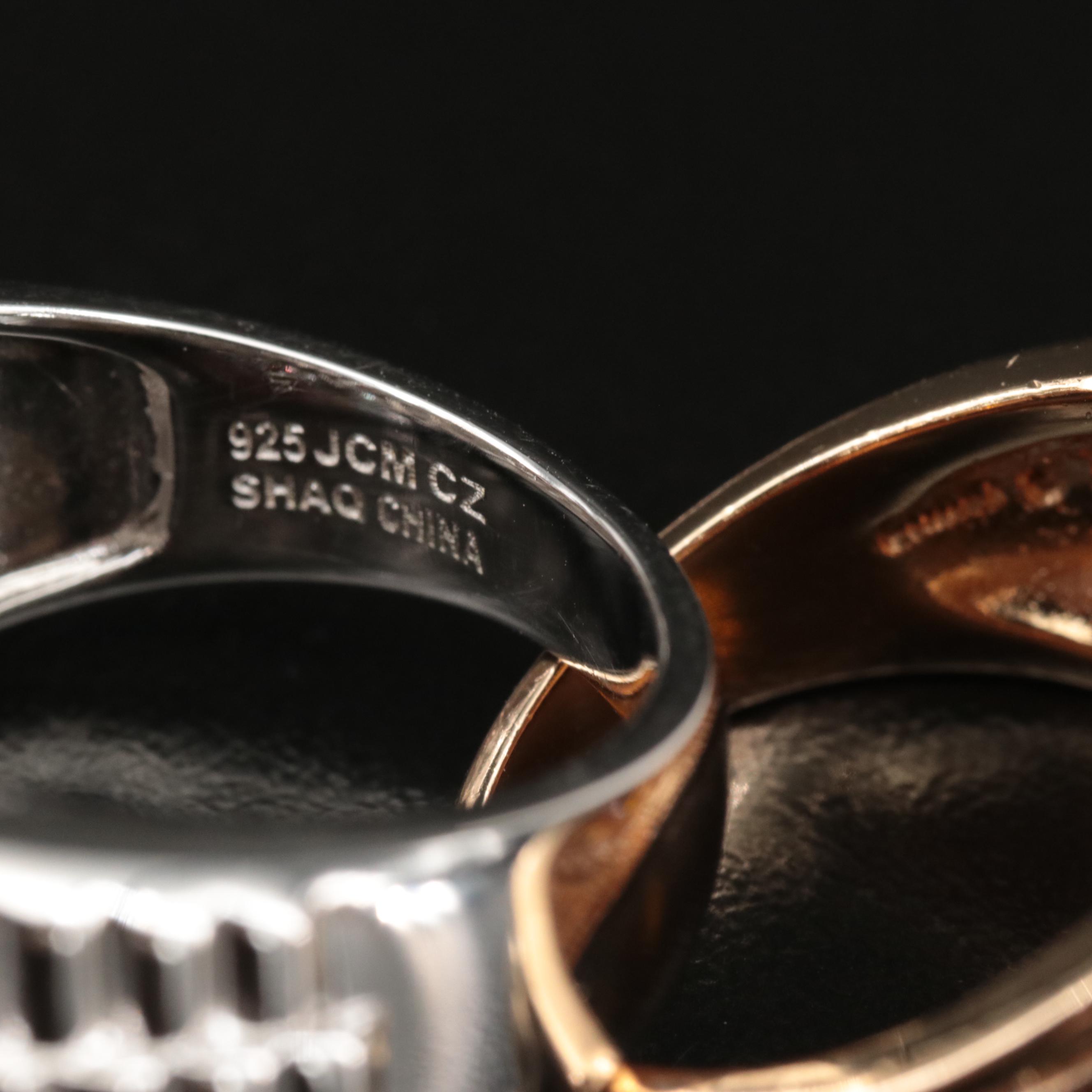 Sterling Rings Including Dolphin, Prasiolite, Marcasite and Mother-of-Pearl