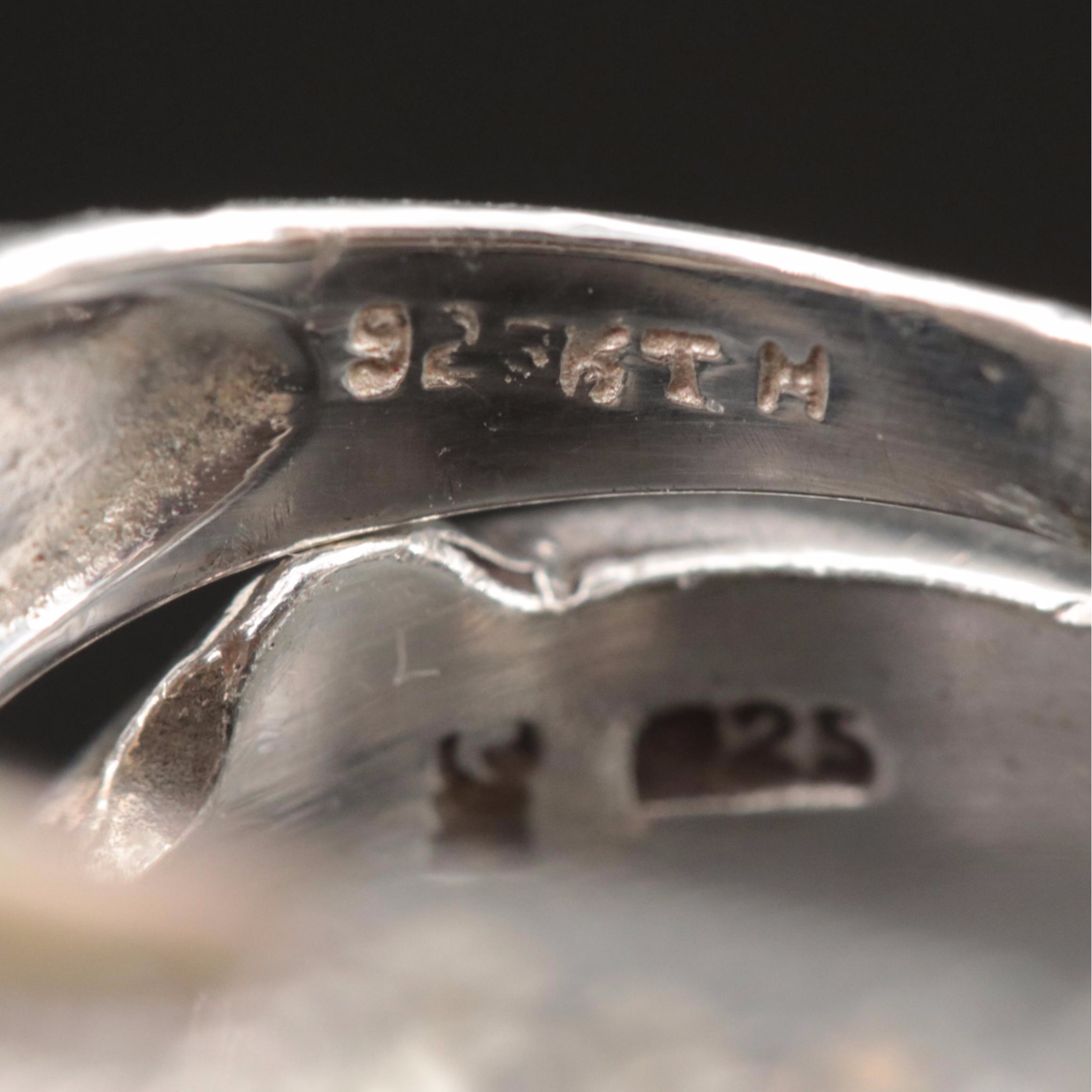 Sterling Rings Including Dolphin, Prasiolite, Marcasite and Mother-of-Pearl