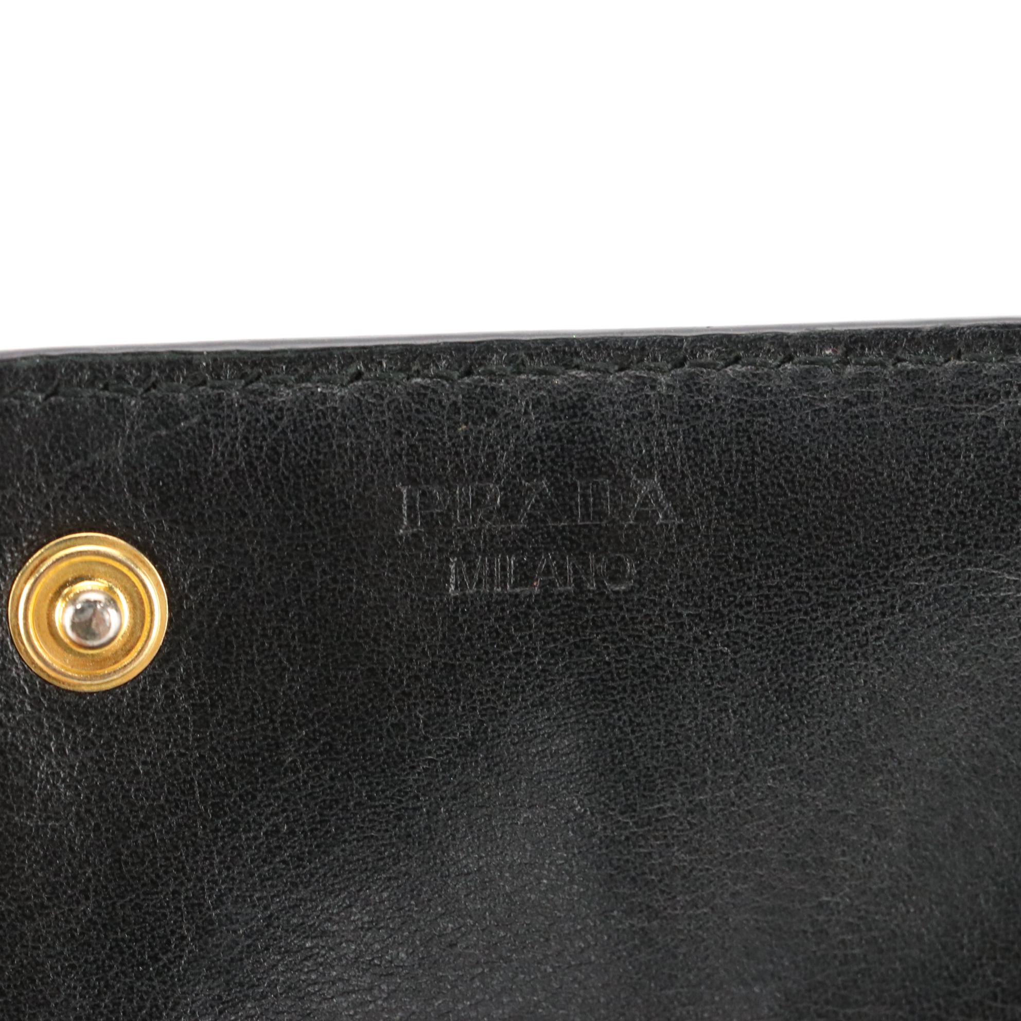 Prada Flap Long Wallet in Black Patent Leather
