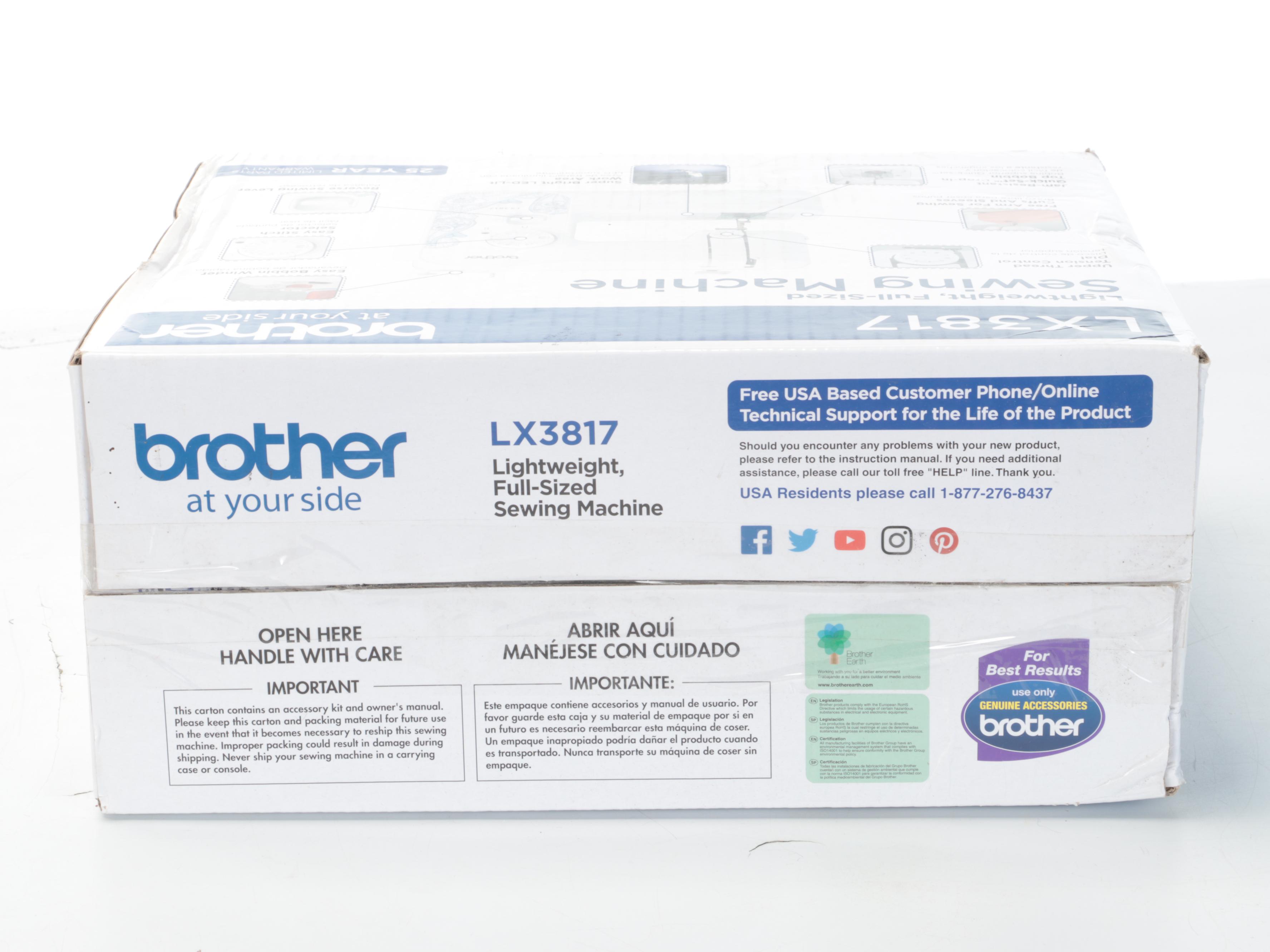 Singer and Brother Sewing Machines With Case, Supplies and Notions