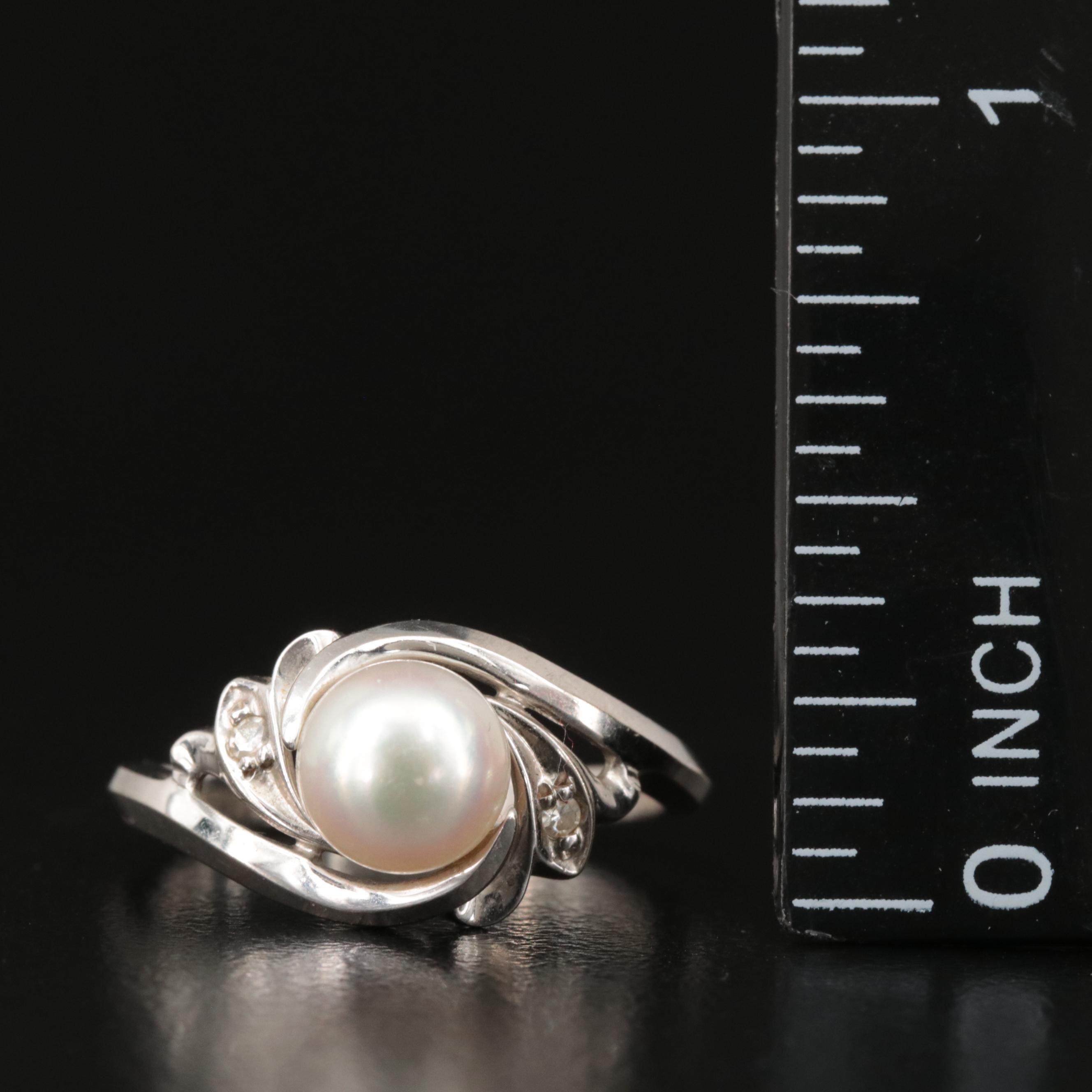 14K Pearl and Diamond Ring