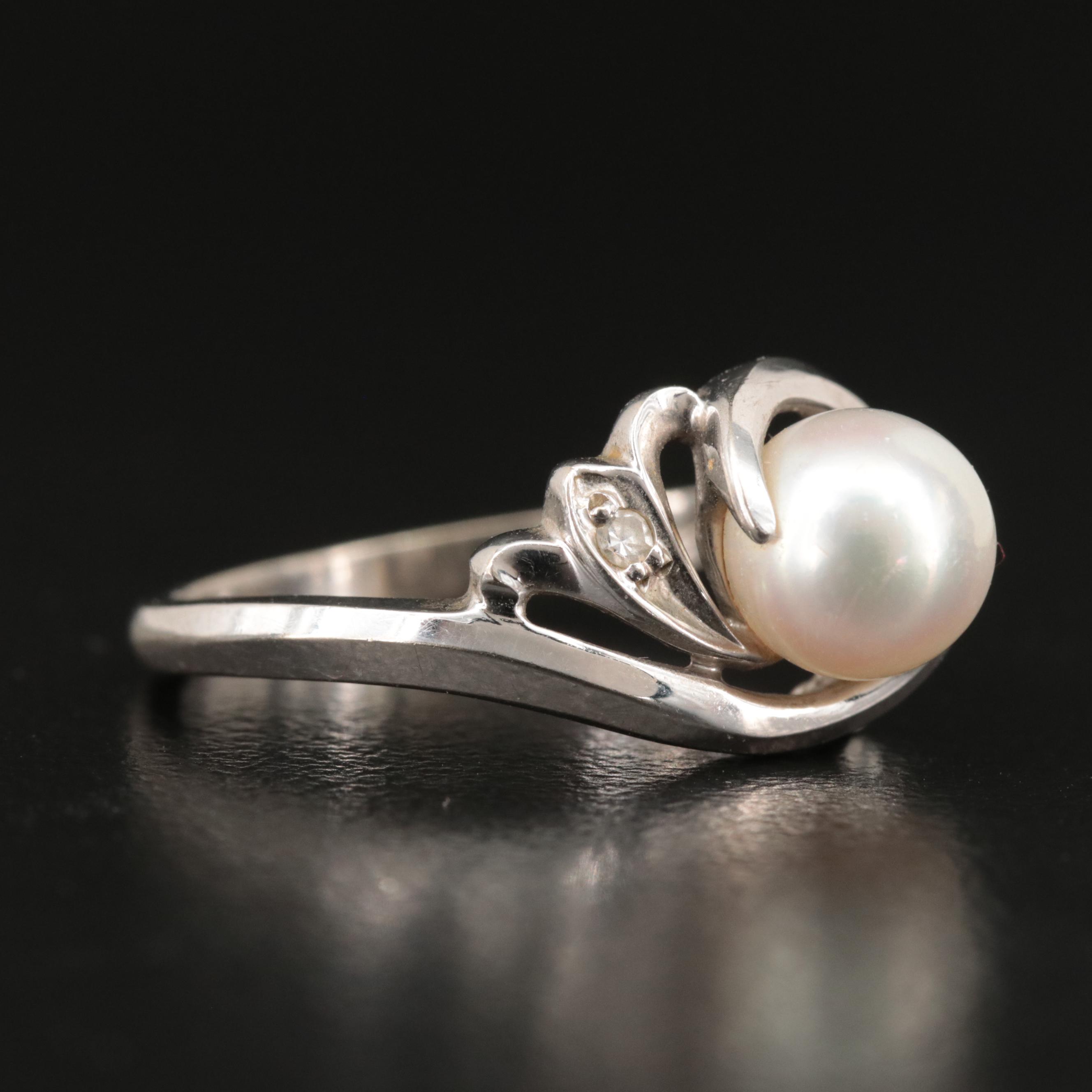 14K Pearl and Diamond Ring