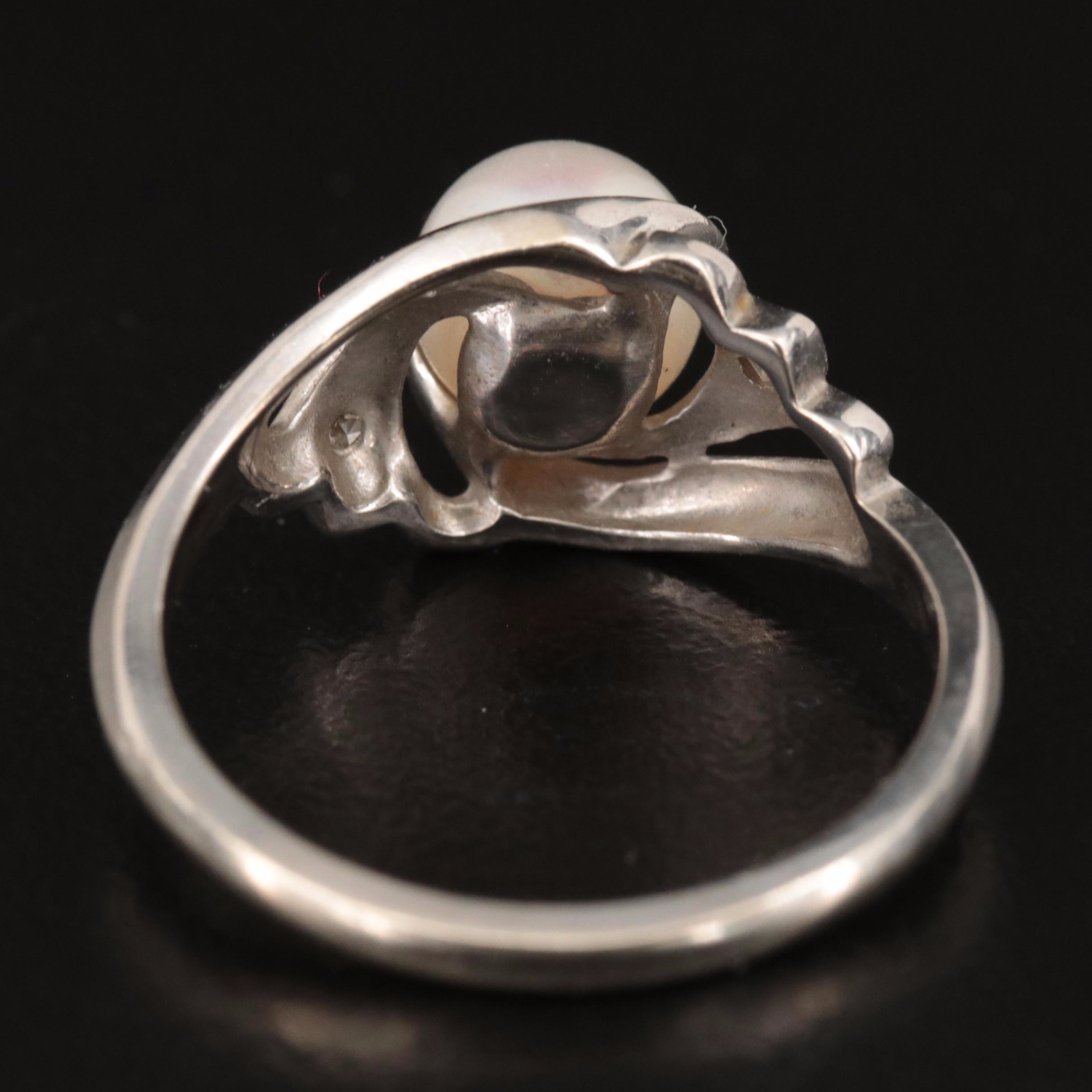 14K Pearl and Diamond Ring
