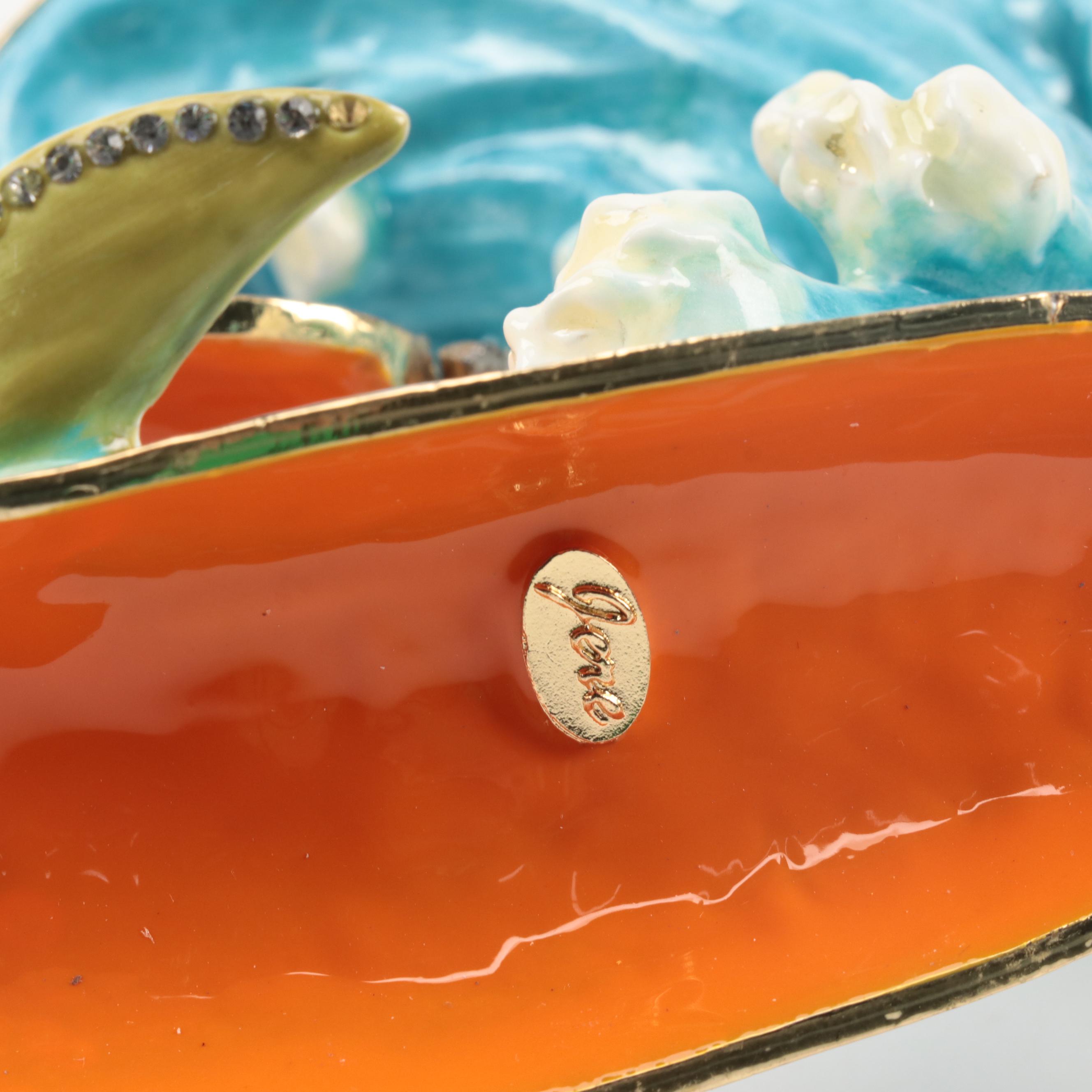 Jere Luxury Bejeweled Enameled Dolphin and Frog Trinket Boxes