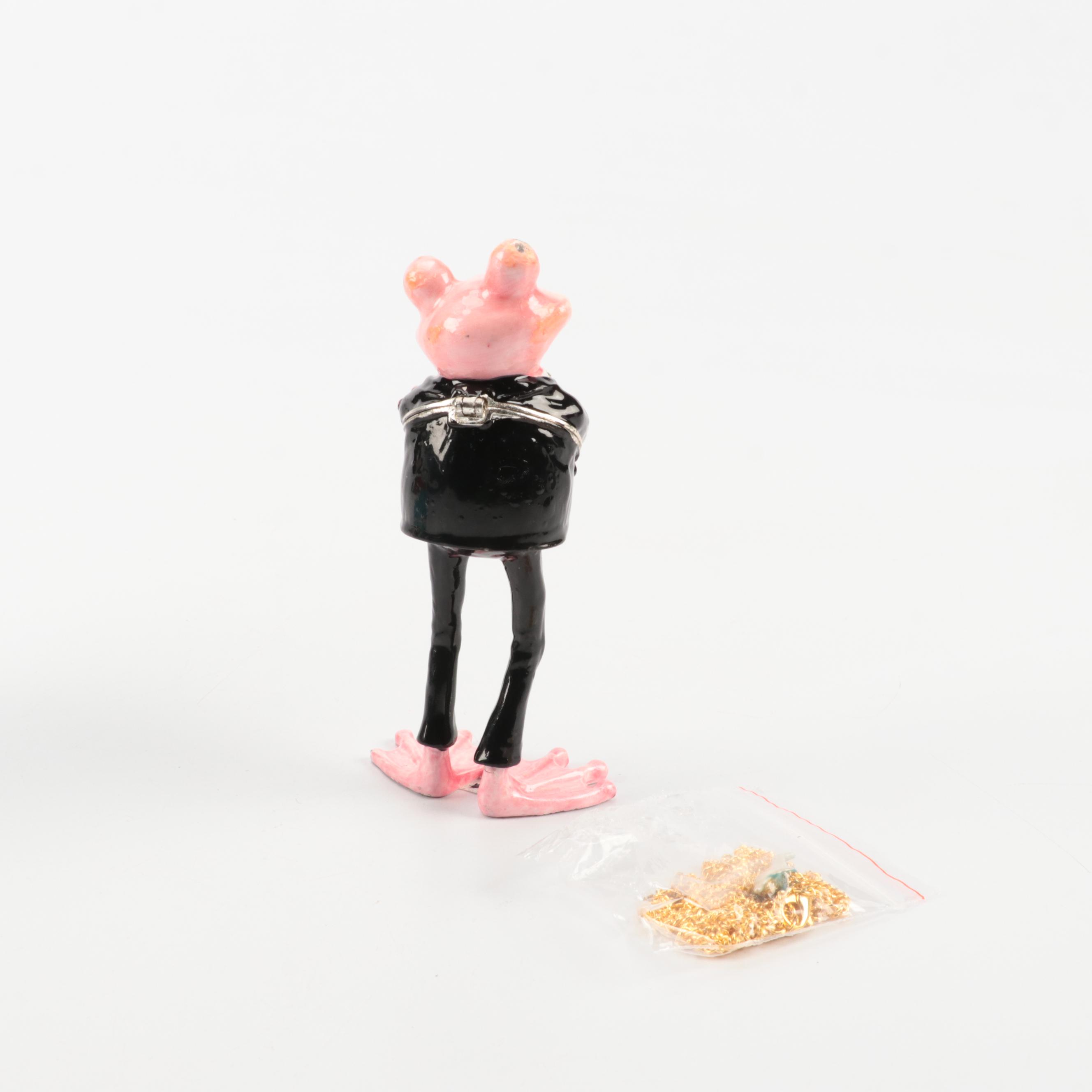 Jere Luxury Bejeweled Enameled Dolphin and Frog Trinket Boxes