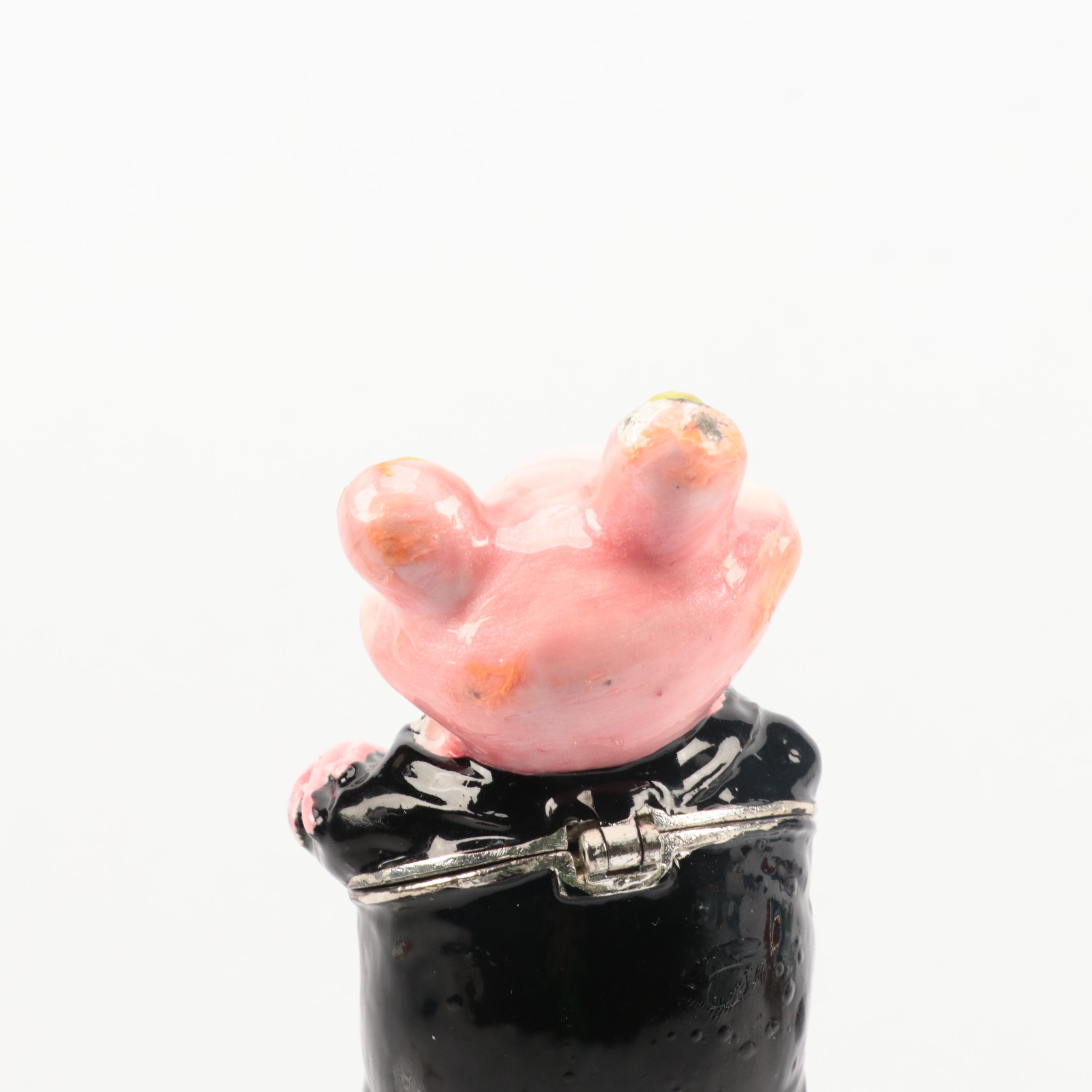 Jere Luxury Bejeweled Enameled Dolphin and Frog Trinket Boxes