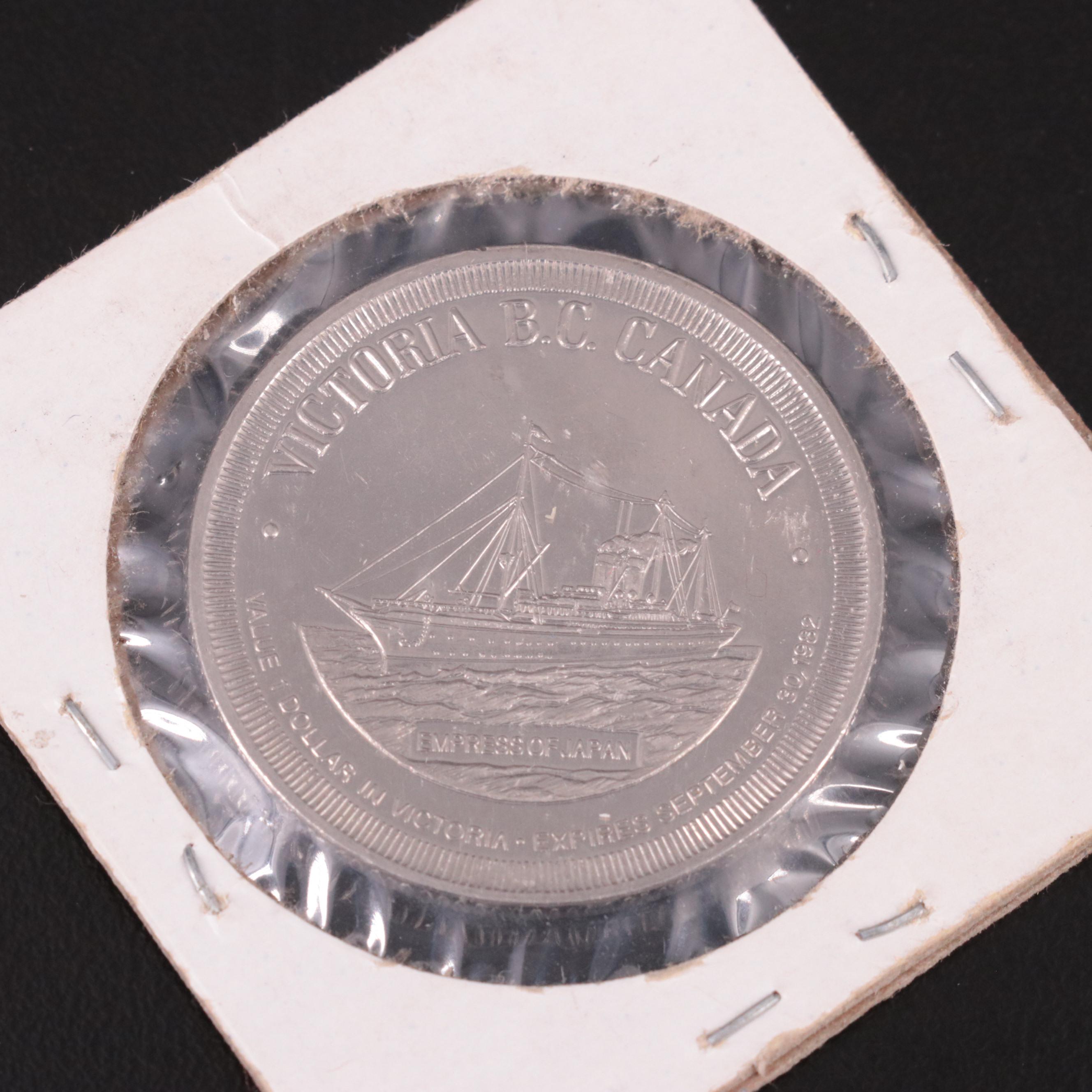 One Pound Silver Medal Celebrating the Titanic Plus Maritime Silver and tokens