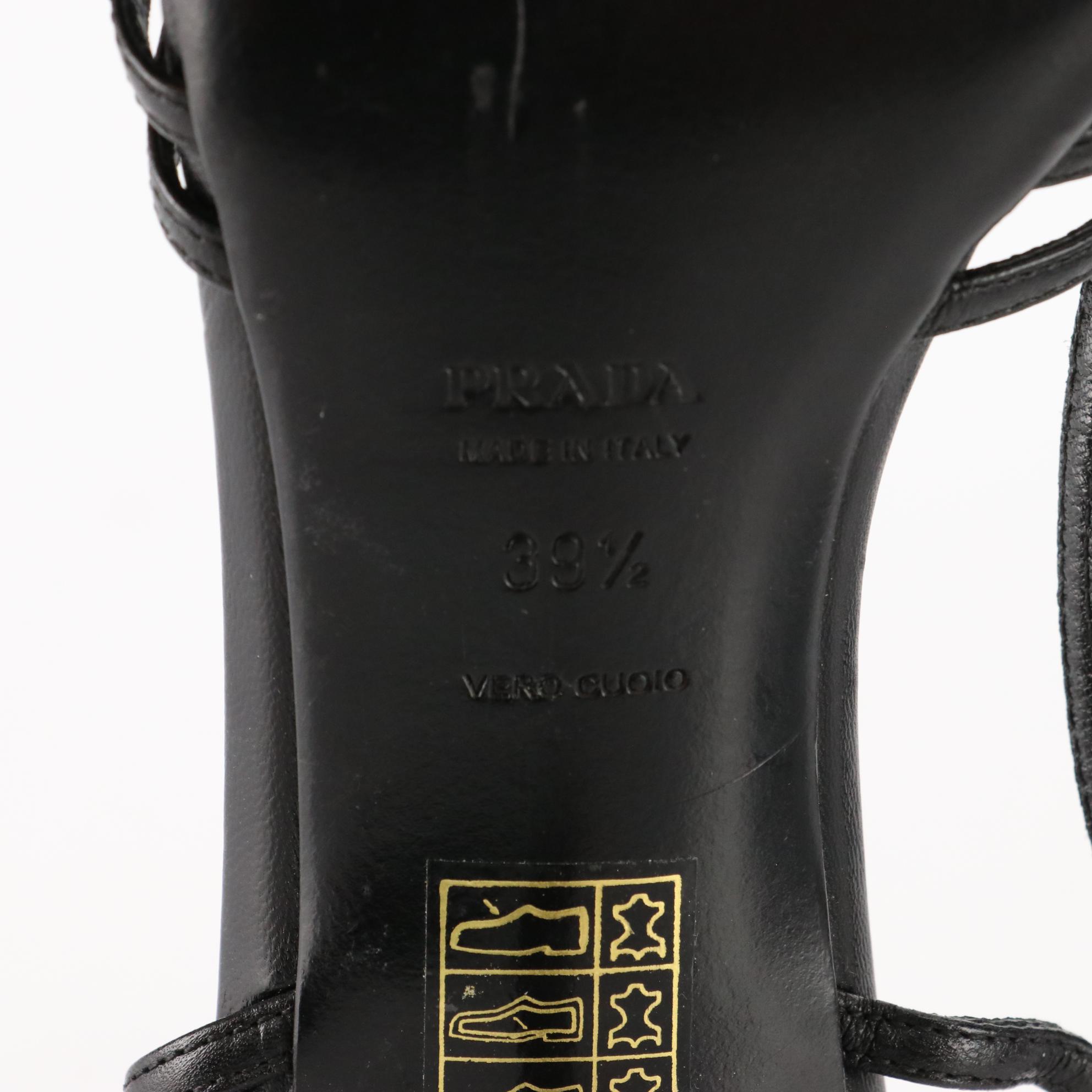 Prada Peep Toe Slingbacks in Black Leather