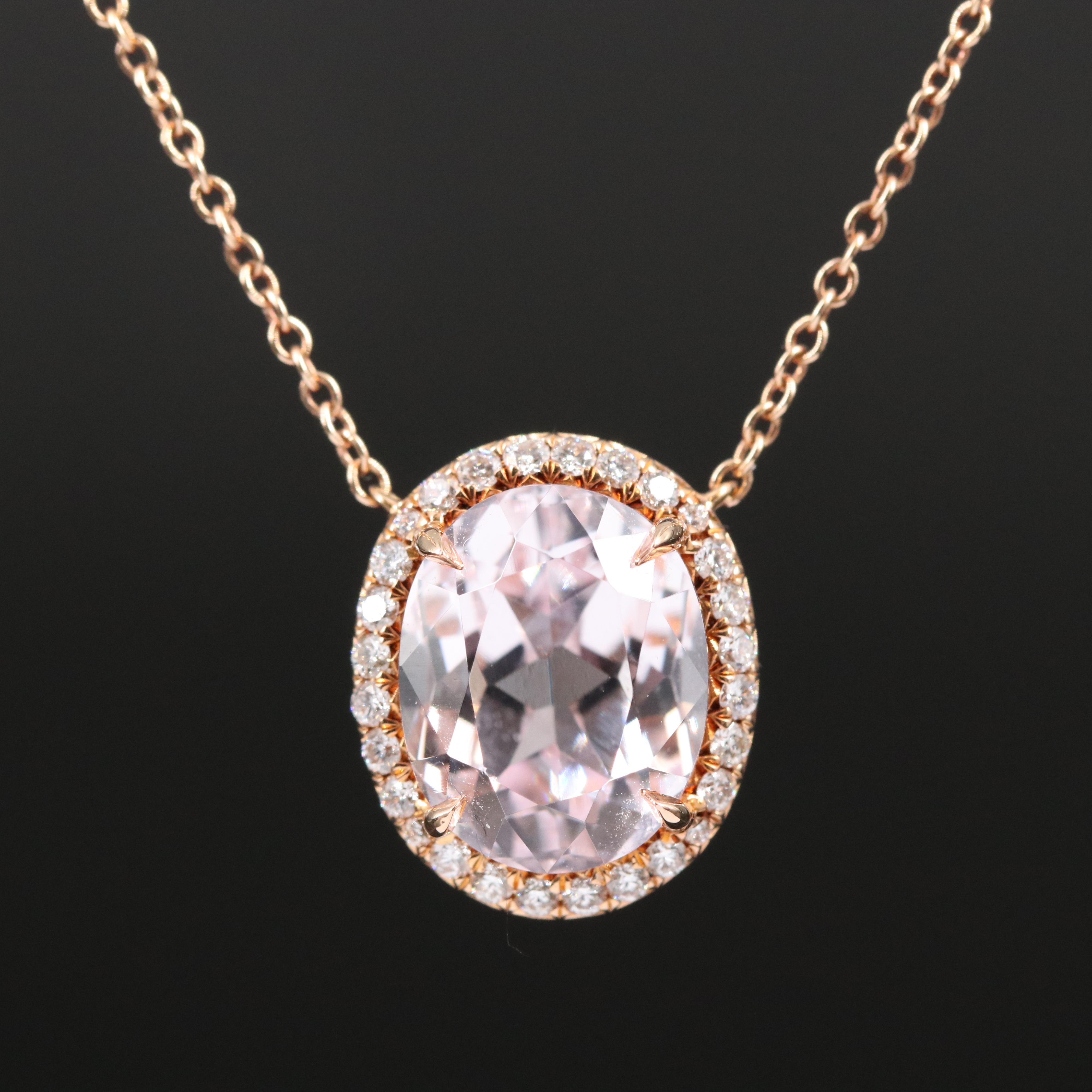 Tiffany & Co. "Soleste" 18K Kunzite and Diamond Pendant Necklace