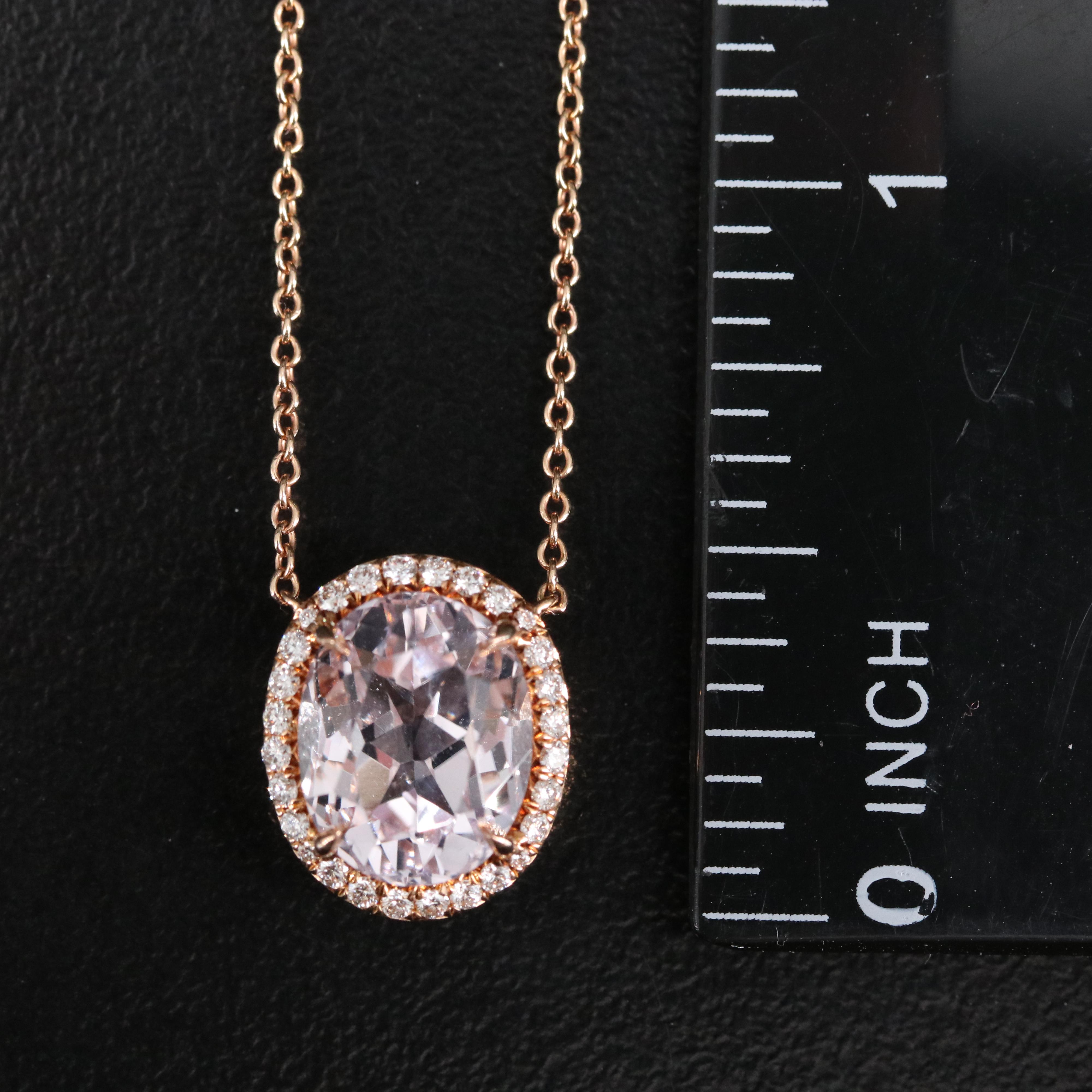 Tiffany & Co. "Soleste" 18K Kunzite and Diamond Pendant Necklace