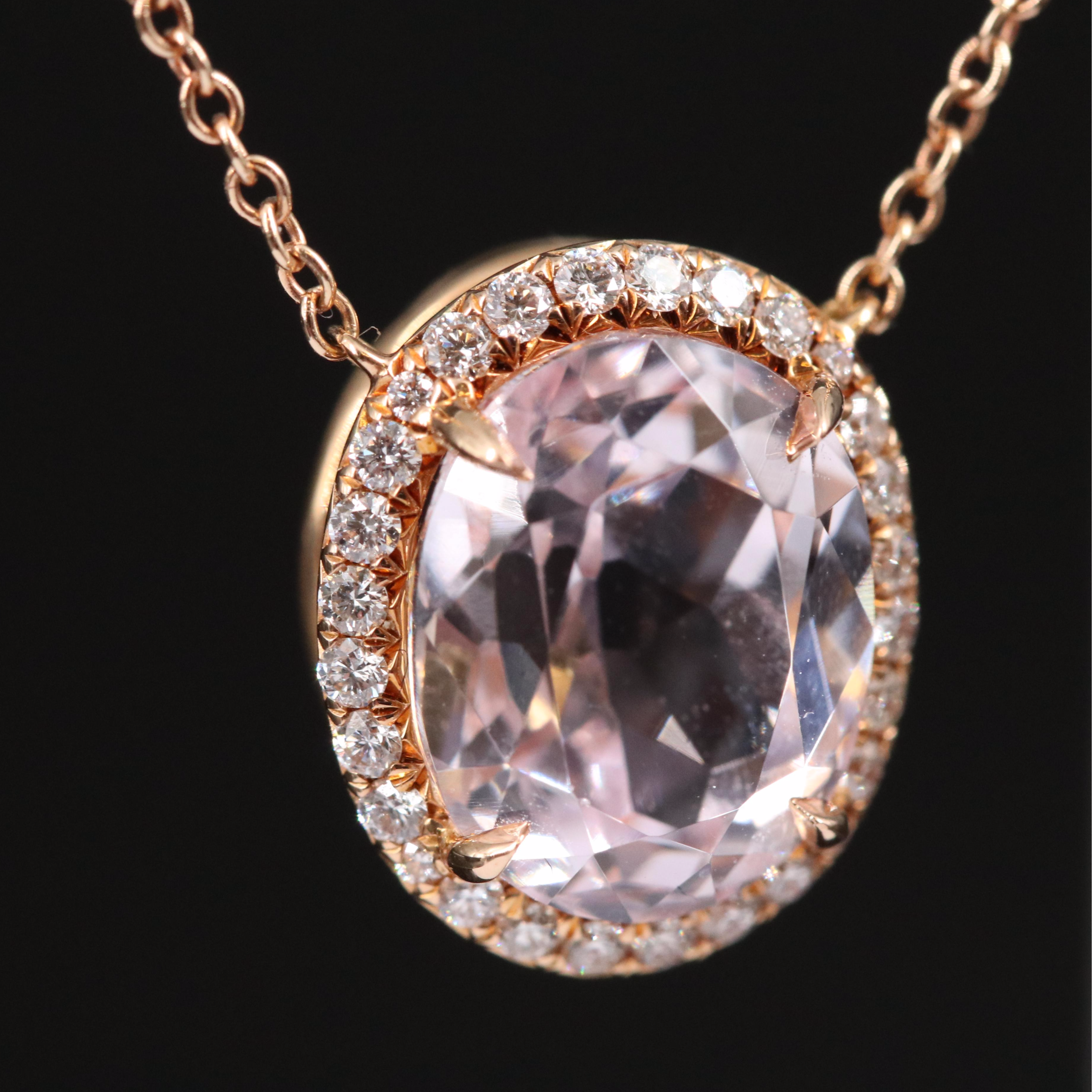 Tiffany & Co. "Soleste" 18K Kunzite and Diamond Pendant Necklace
