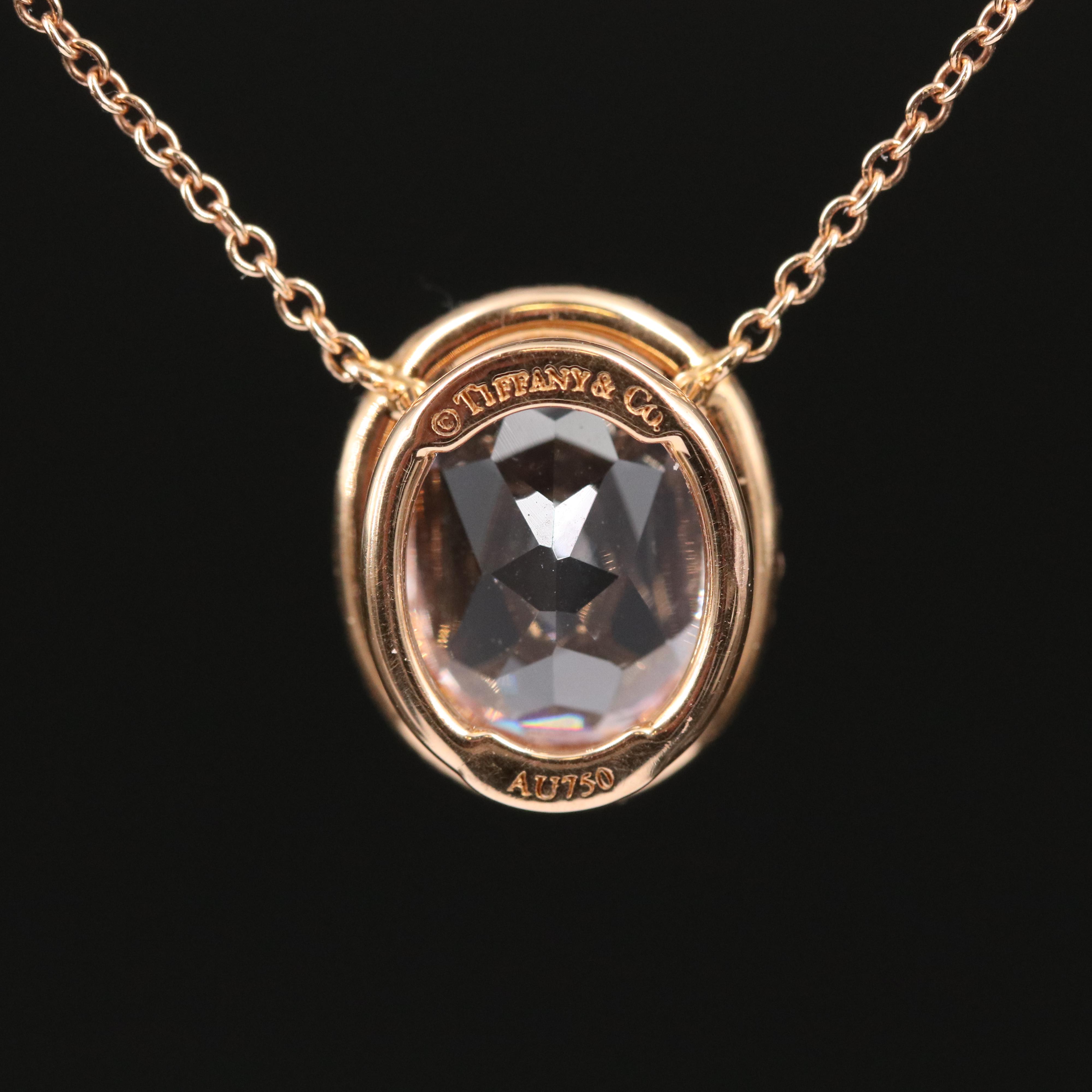 Tiffany & Co. "Soleste" 18K Kunzite and Diamond Pendant Necklace