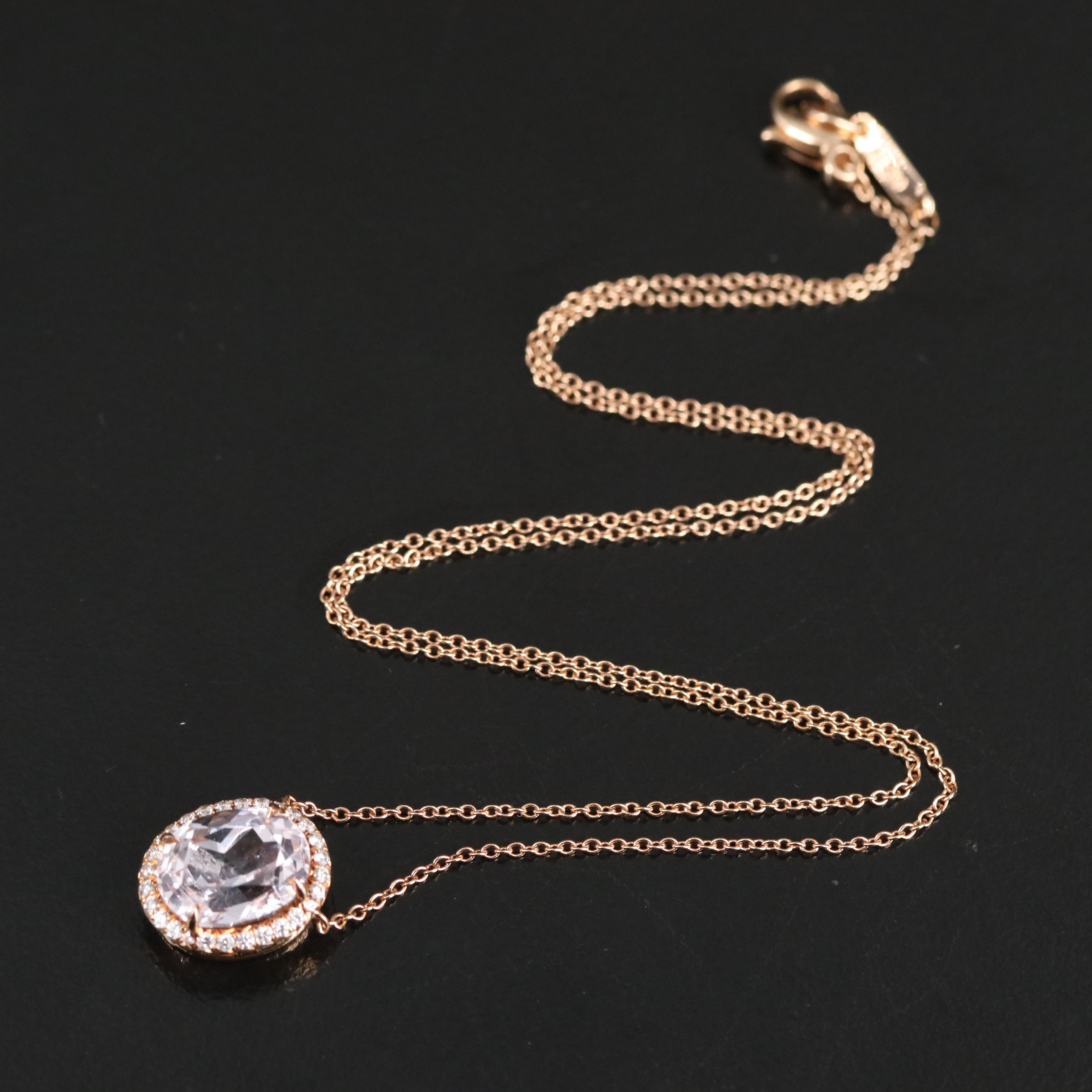 Tiffany & Co. "Soleste" 18K Kunzite and Diamond Pendant Necklace