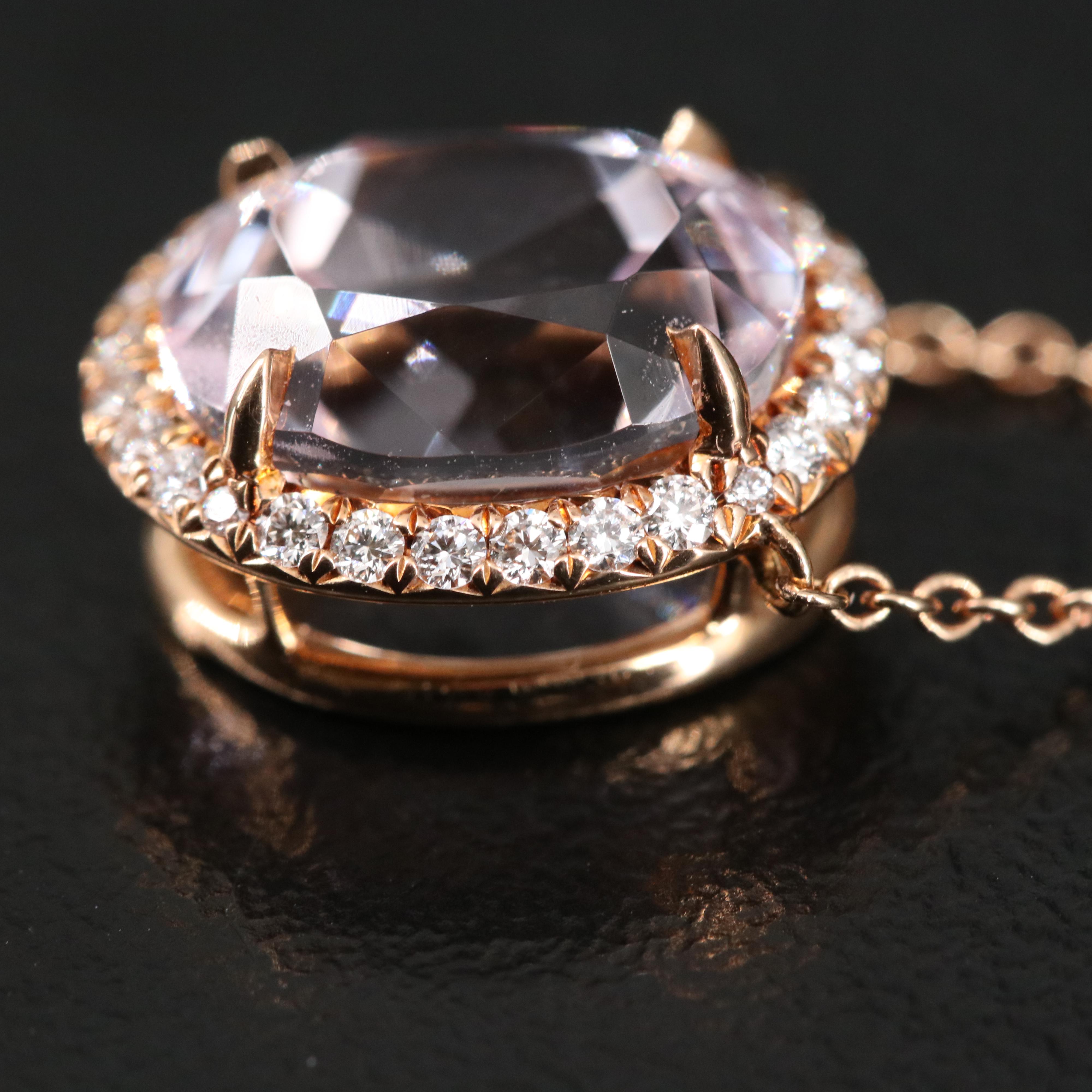 Tiffany & Co. "Soleste" 18K Kunzite and Diamond Pendant Necklace