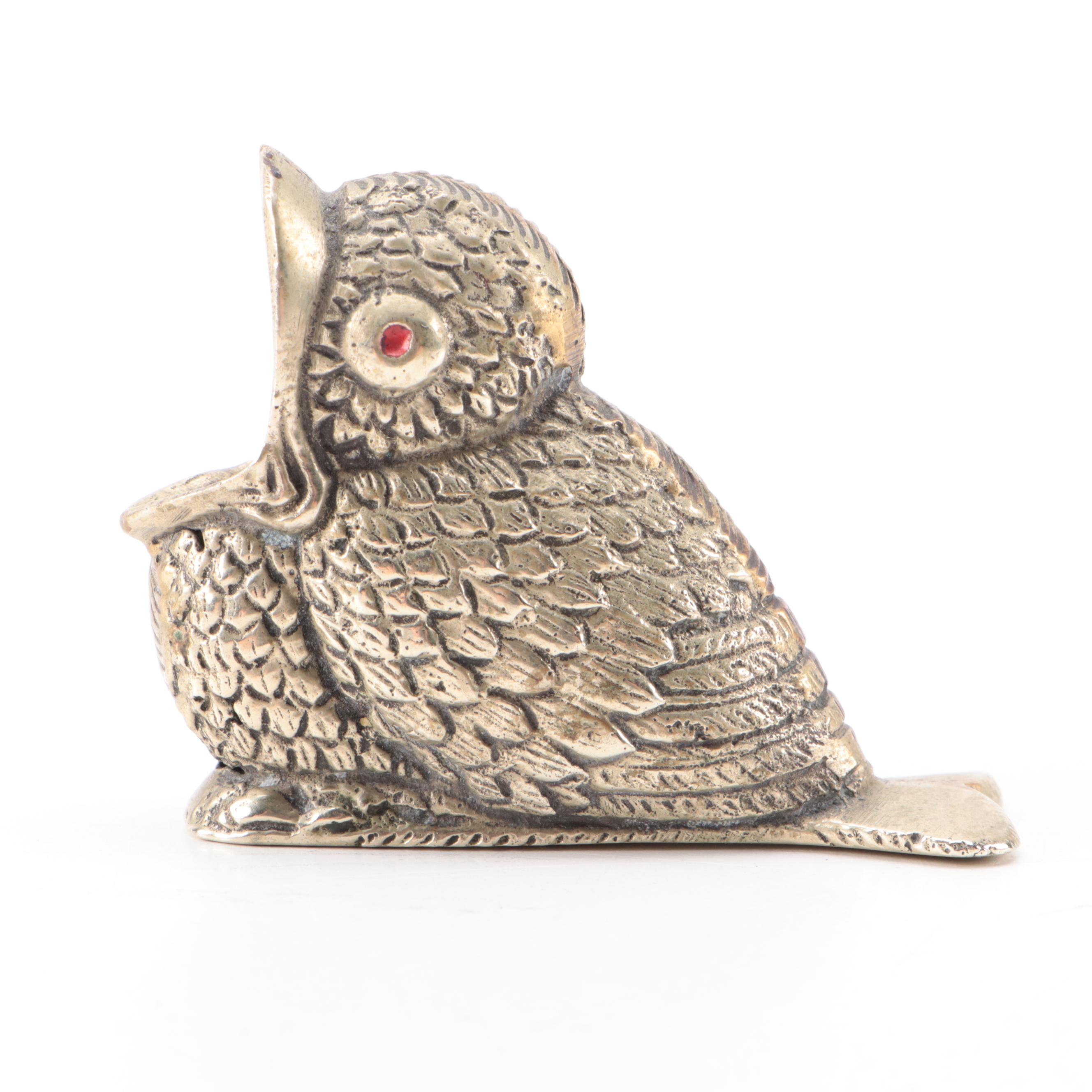 Embellished Enameled Bird Box with Italian Brass Bird Ashtray