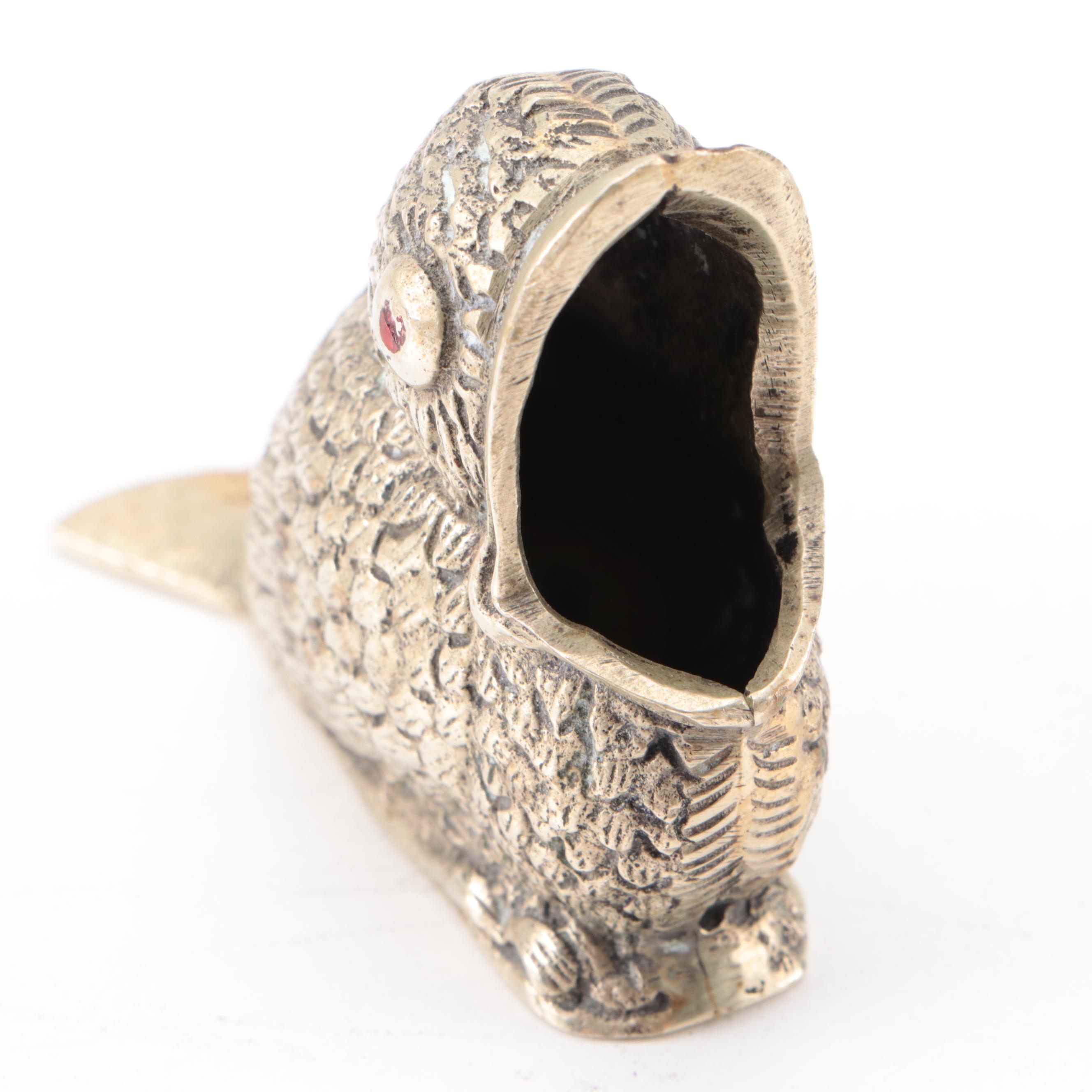 Embellished Enameled Bird Box with Italian Brass Bird Ashtray