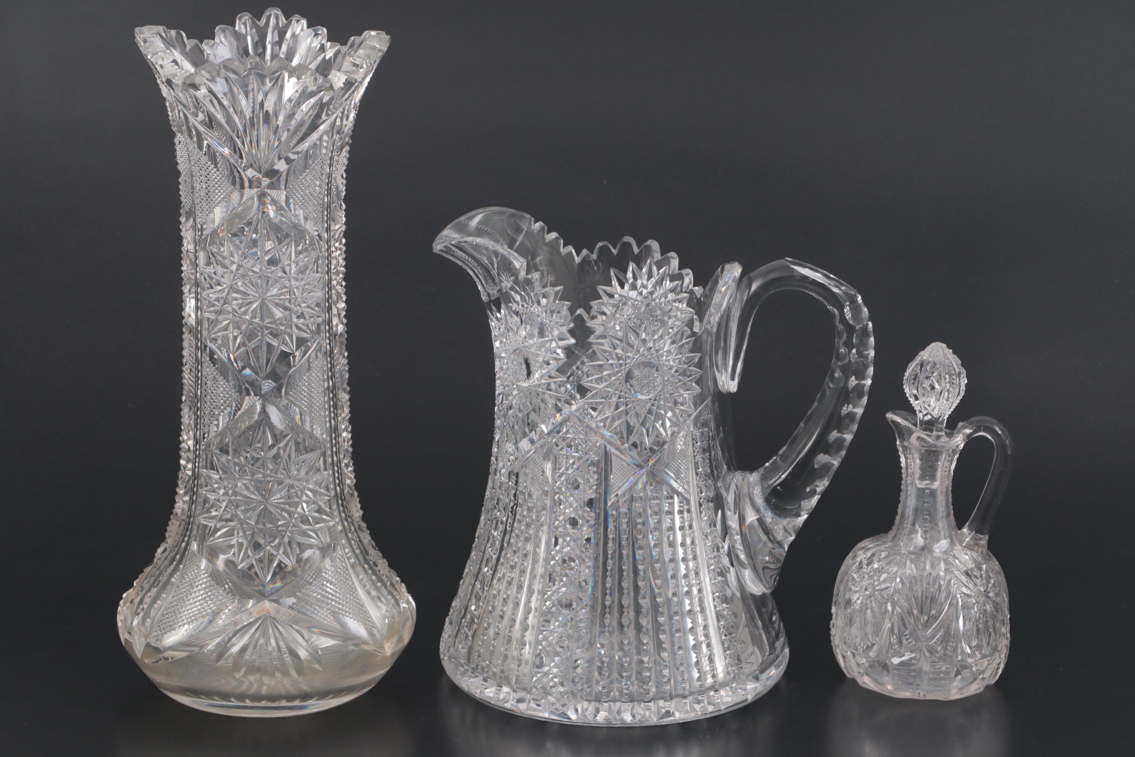 Libbey with Other Brilliant Cut Glass Tableware and Waterford Crystal Dish