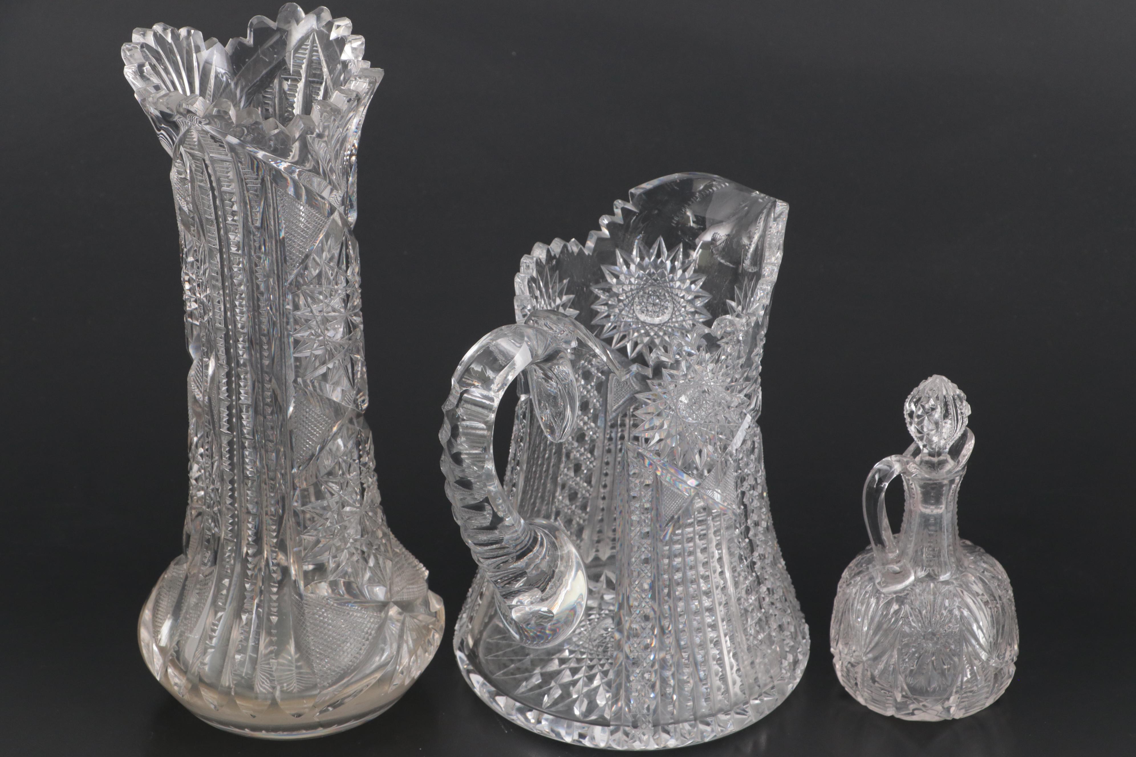 Libbey with Other Brilliant Cut Glass Tableware and Waterford Crystal Dish