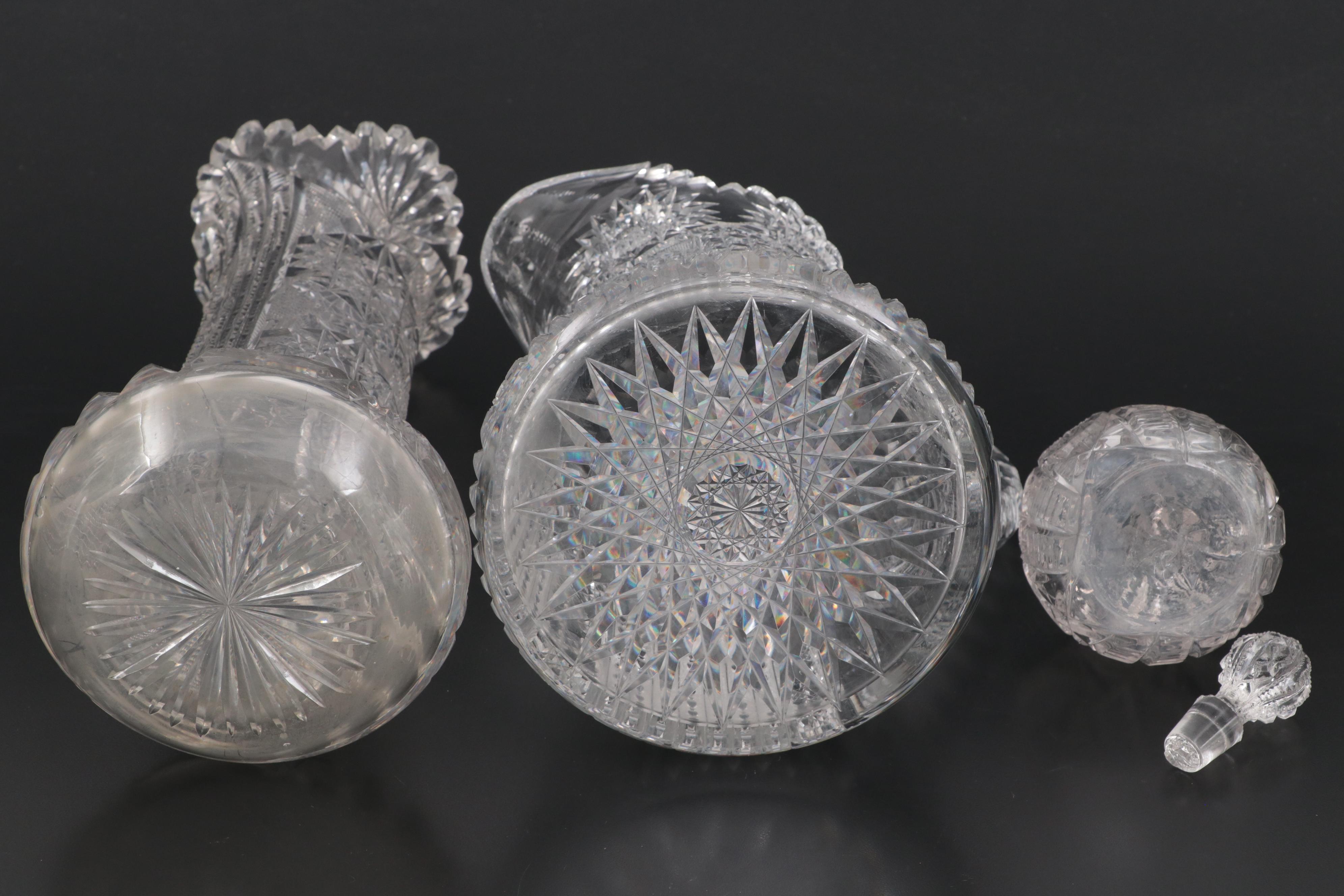 Libbey with Other Brilliant Cut Glass Tableware and Waterford Crystal Dish