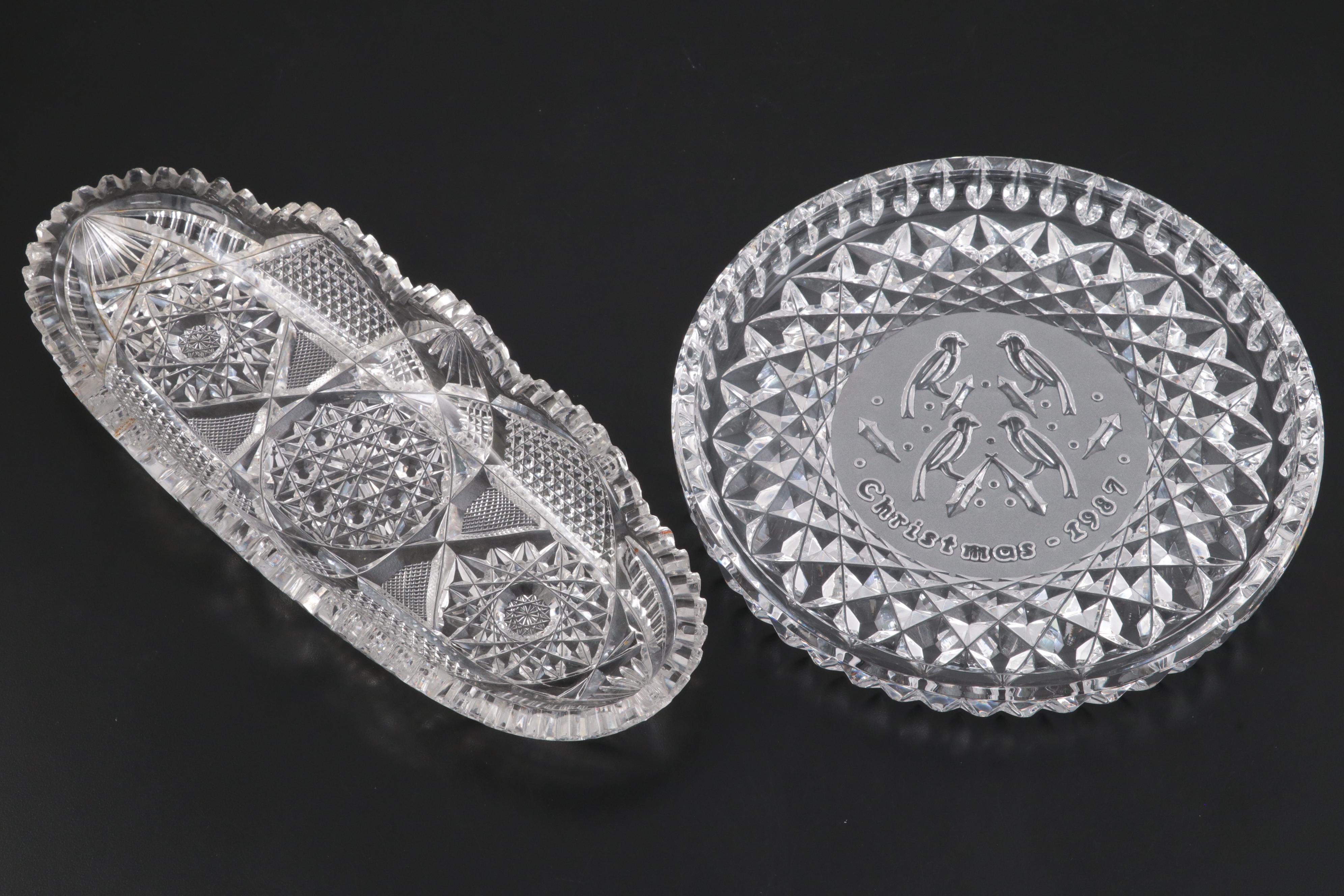 Libbey with Other Brilliant Cut Glass Tableware and Waterford Crystal Dish