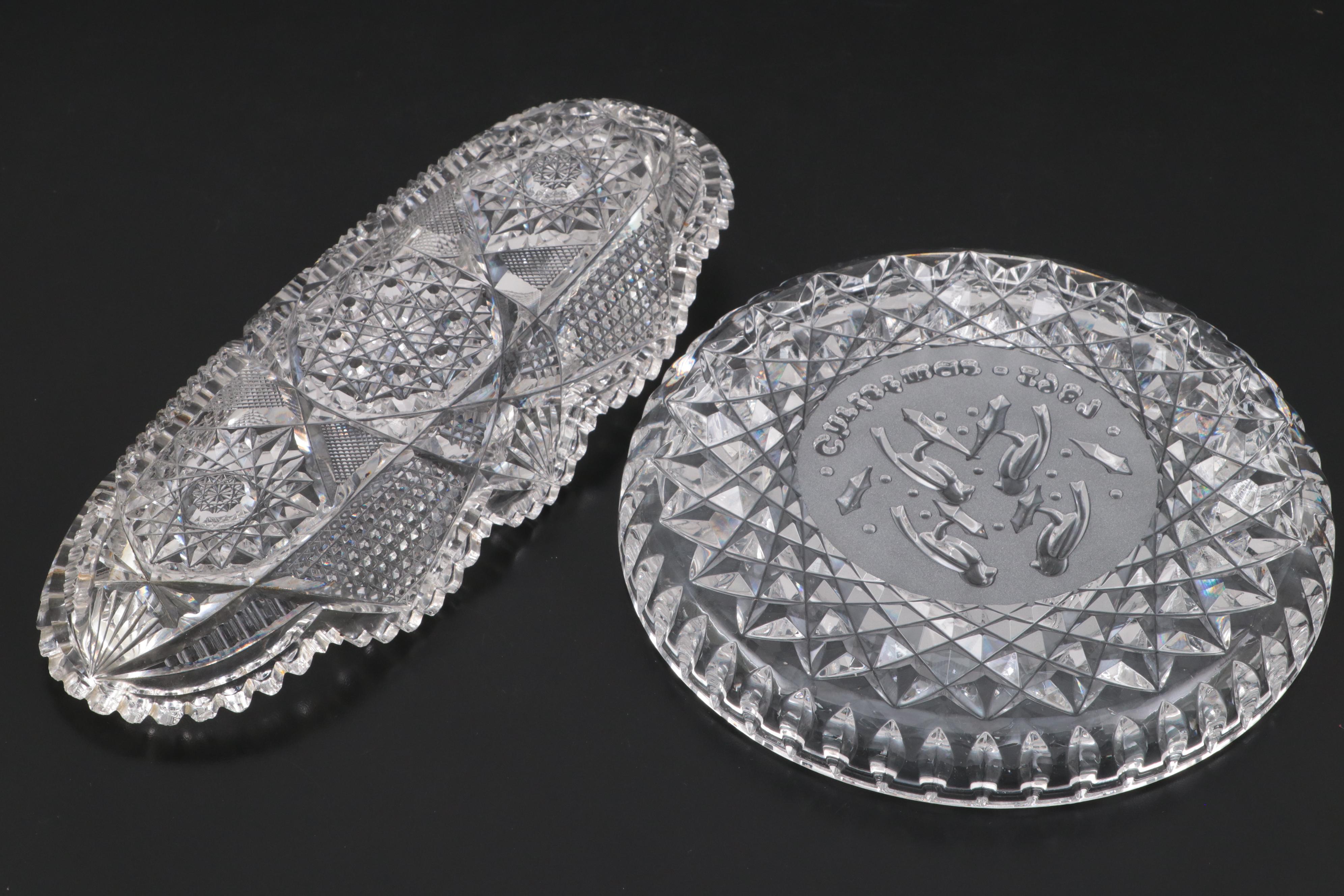 Libbey with Other Brilliant Cut Glass Tableware and Waterford Crystal Dish