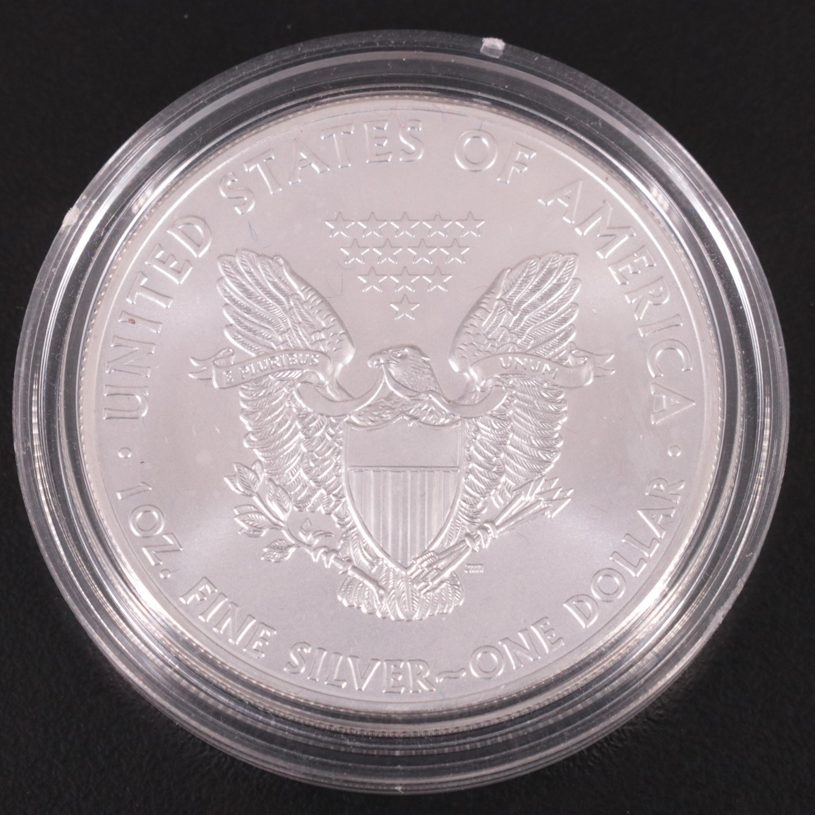 Five American Silver Eagle Bullion Coins Including 1986