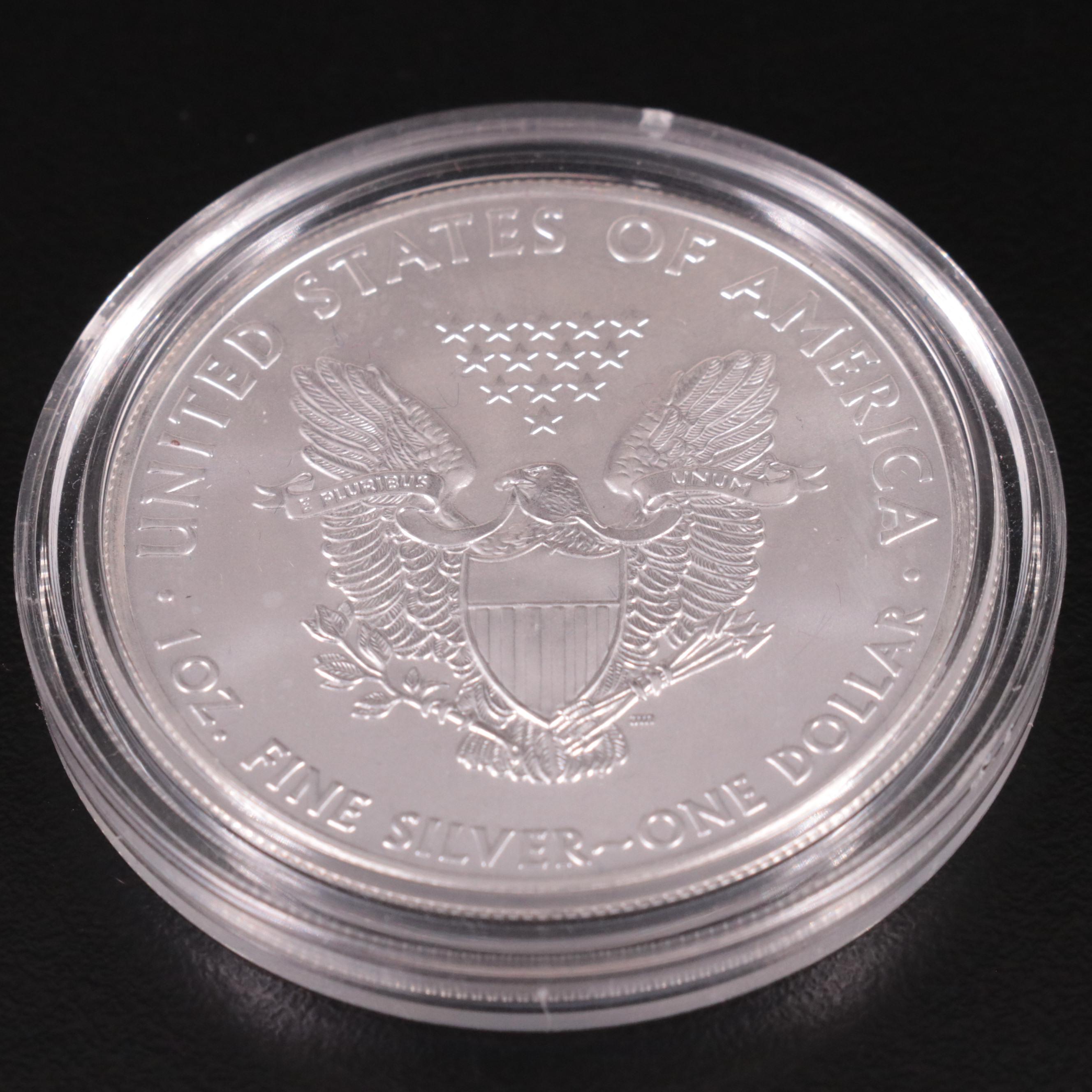 Five American Silver Eagle Bullion Coins Including 1986