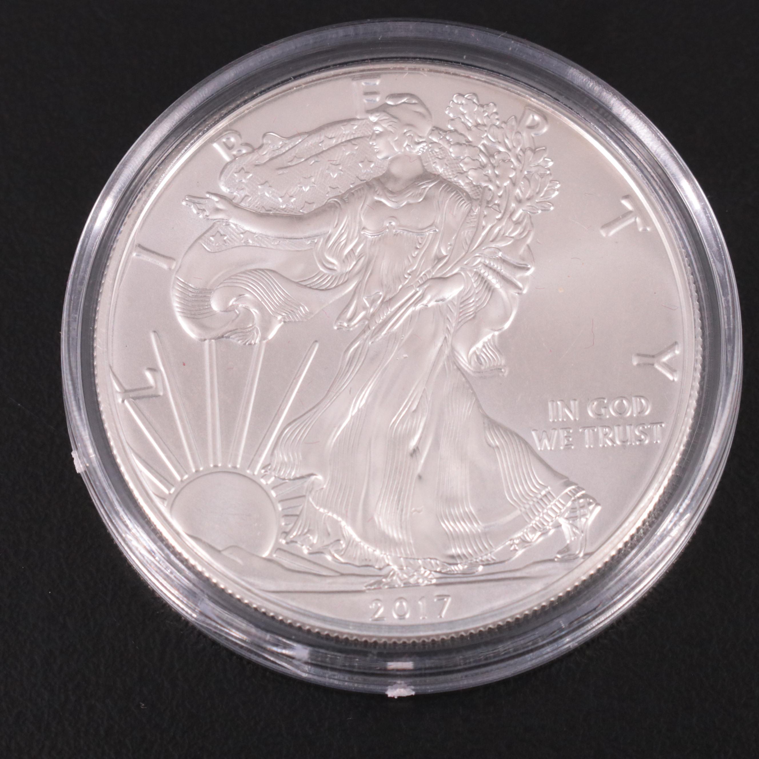 Five American Silver Eagle Bullion Coins Including 1986