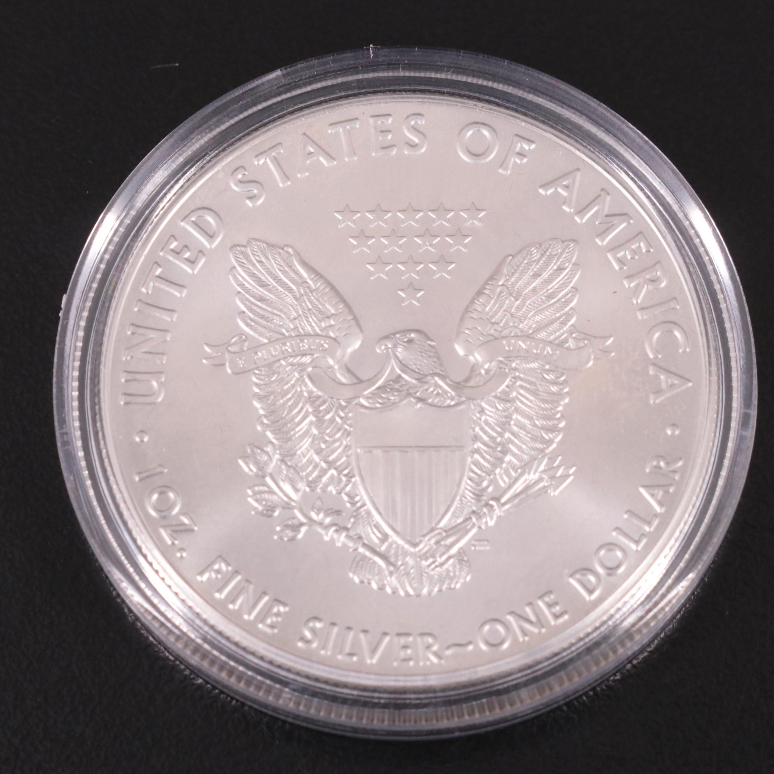 Five American Silver Eagle Bullion Coins Including 1986