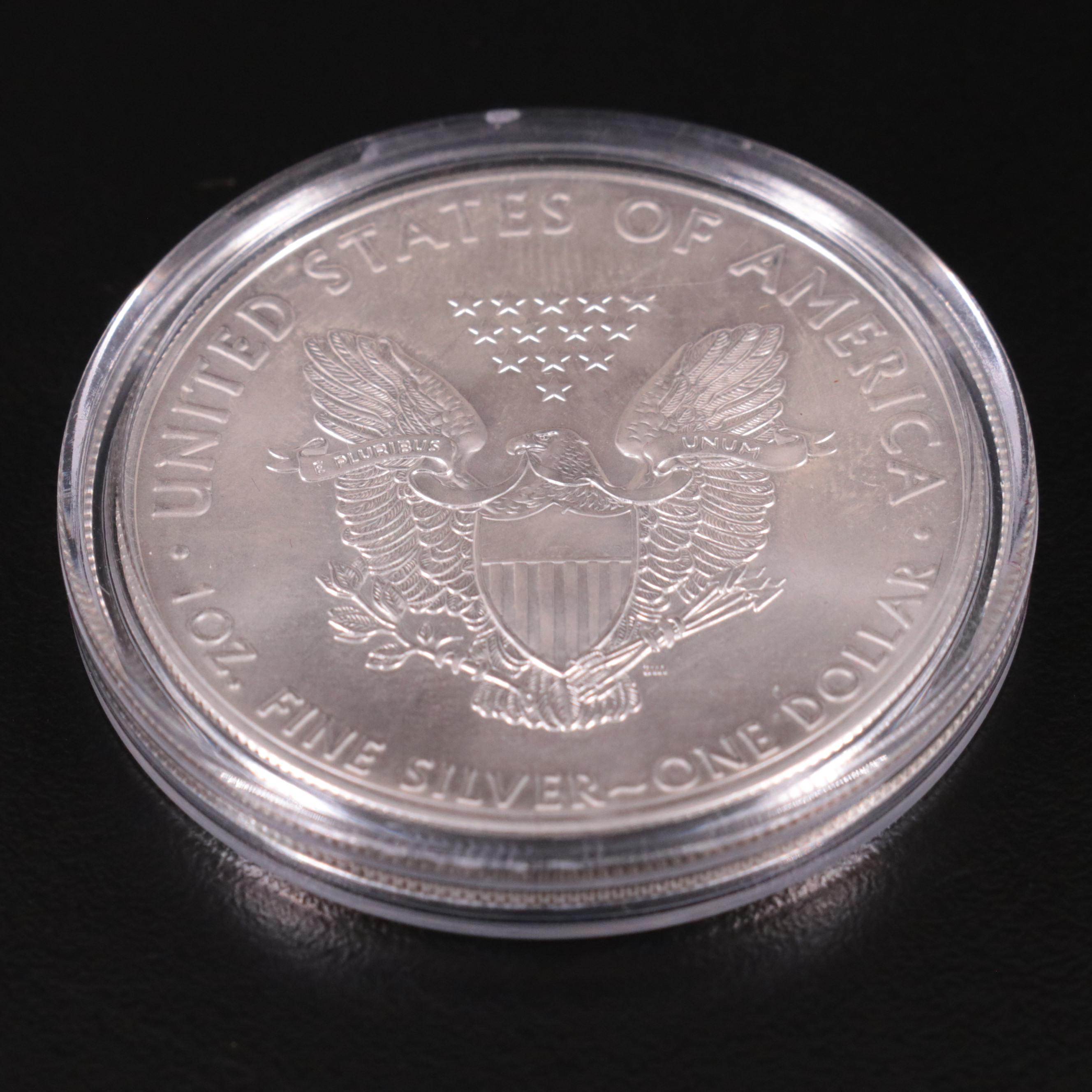 Five American Silver Eagle Bullion Coins Including 1986